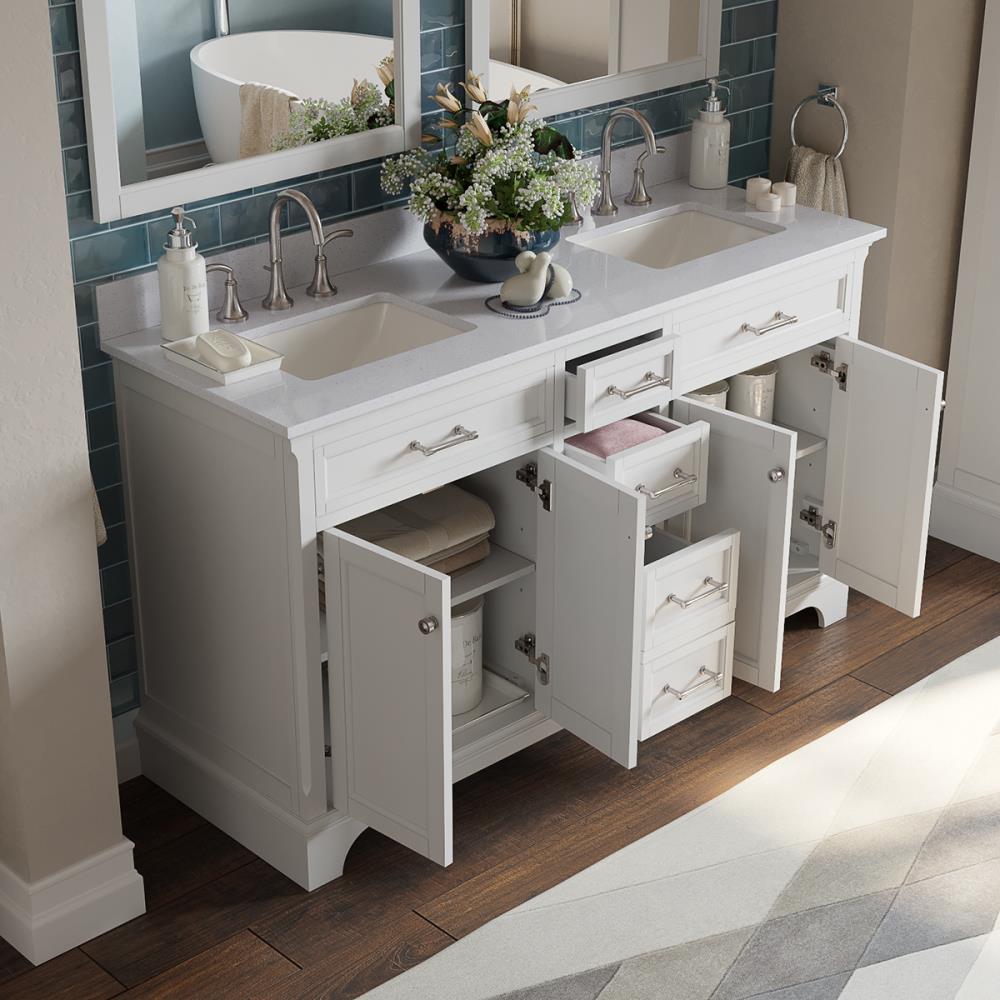 allen + roth Roveland 60-in White Undermount Double Sink Bathroom ...