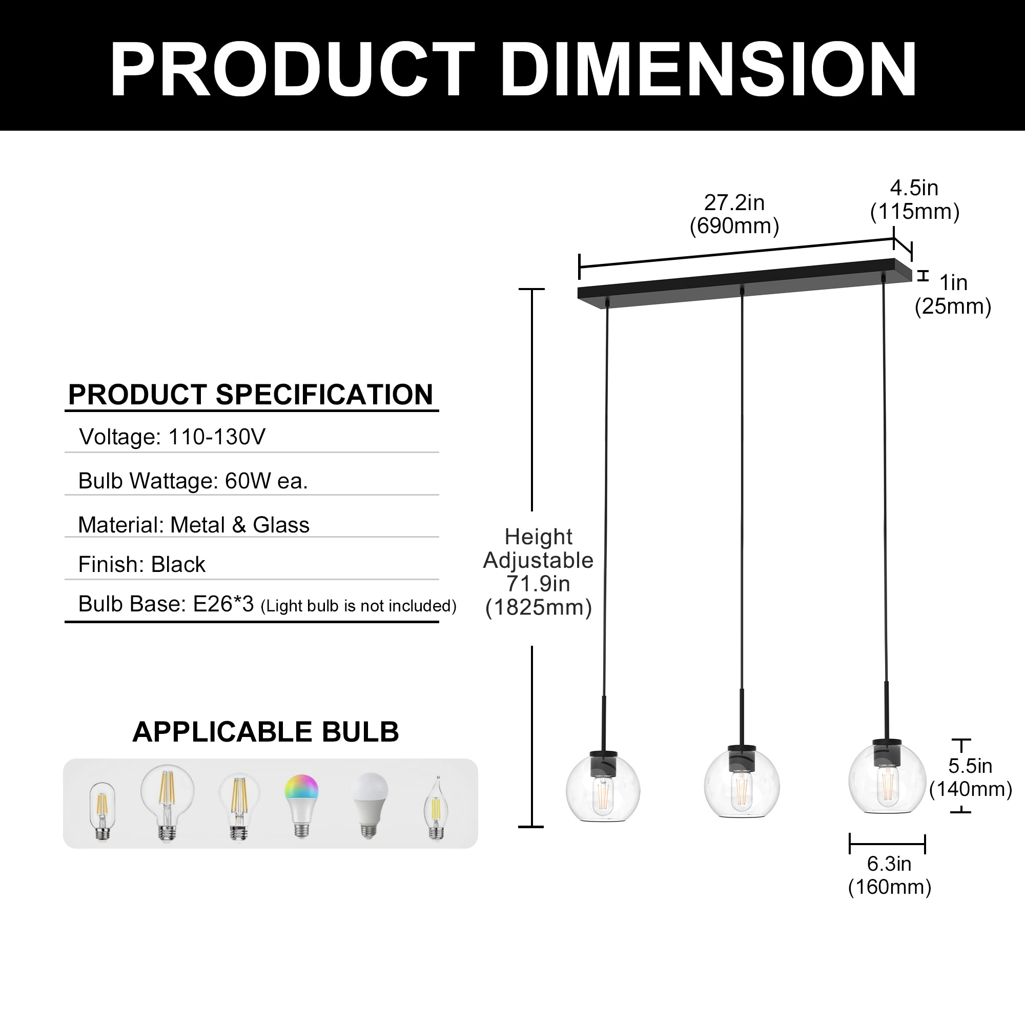 YANSUN LA-ZY-IP18501CBL-11 Pendant-Lights - View #5