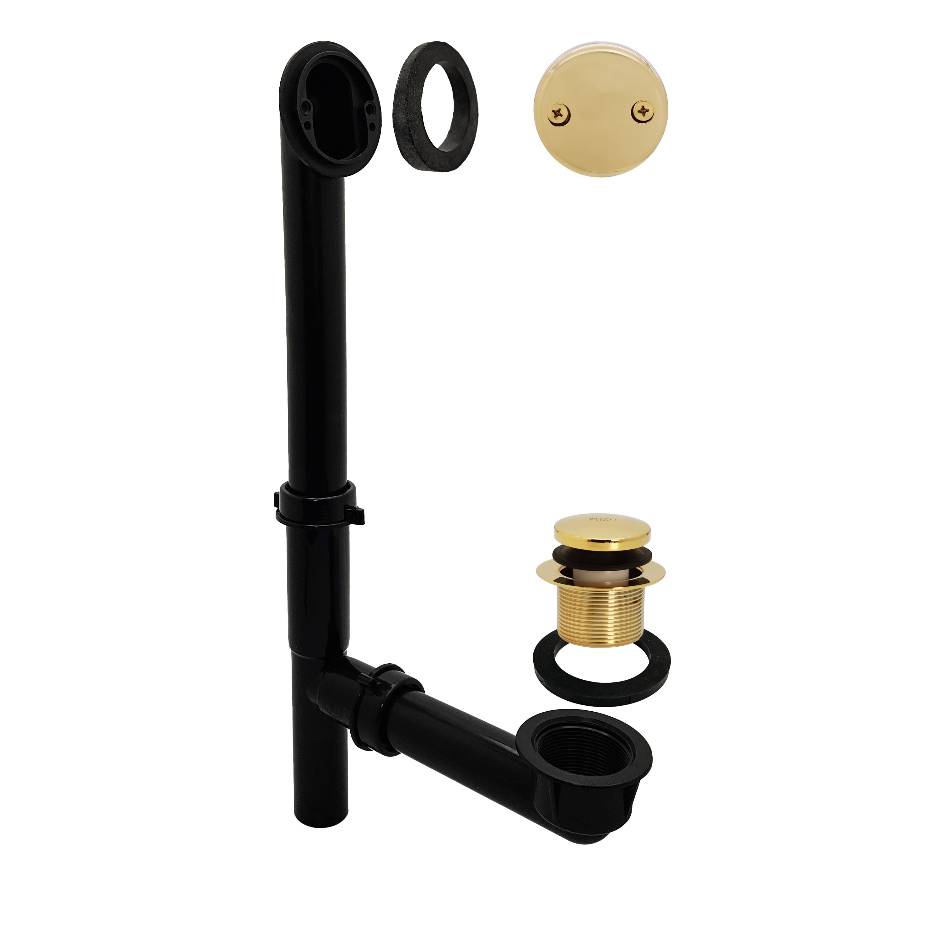 WESTBRASS - Bath Waste with Tip-toe Drain 1-1/2" Tubular Black In Polished Brass