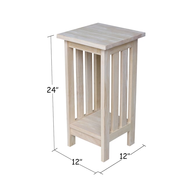 Natural Indoor Square Wood Plant Stand, Wooden Plant Pedestal Stand