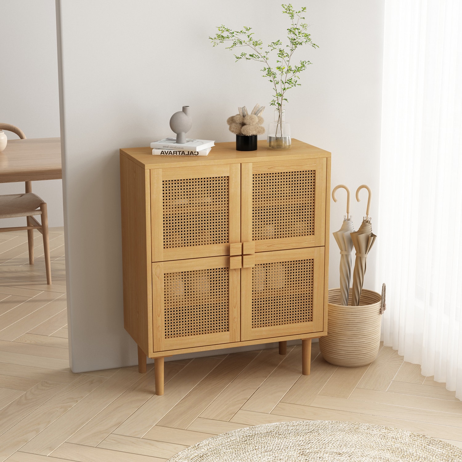 Bybafun Rustic Brown Wood Sideboard in the Dining & Kitchen Storage ...