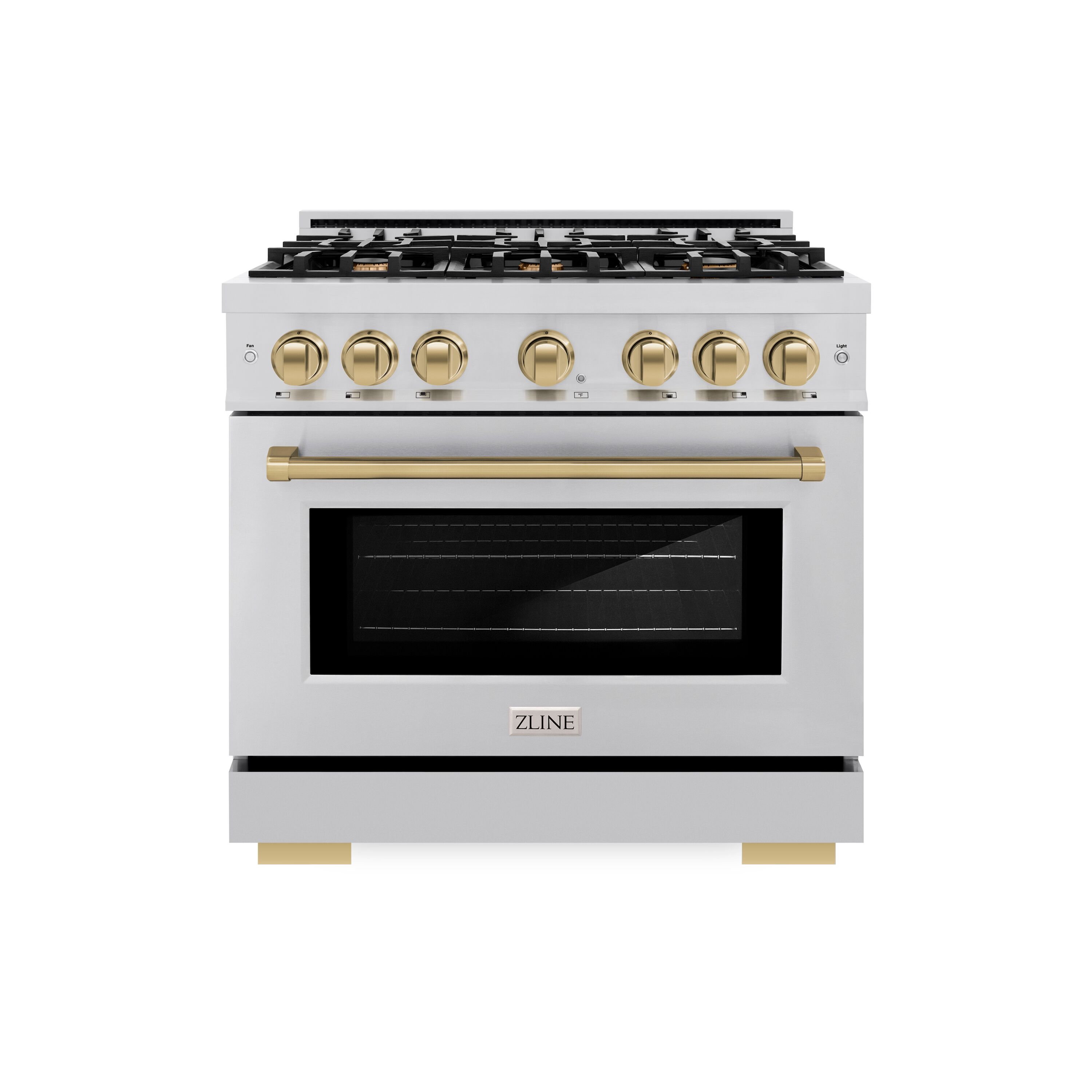 ZLINE KITCHEN & BATH HDRZ-36-CB Select 36-in Standard 6 burners Convection Oven Freestanding Dual Fuel Range ( Stainless Steel, Champagne Bronze Accents )