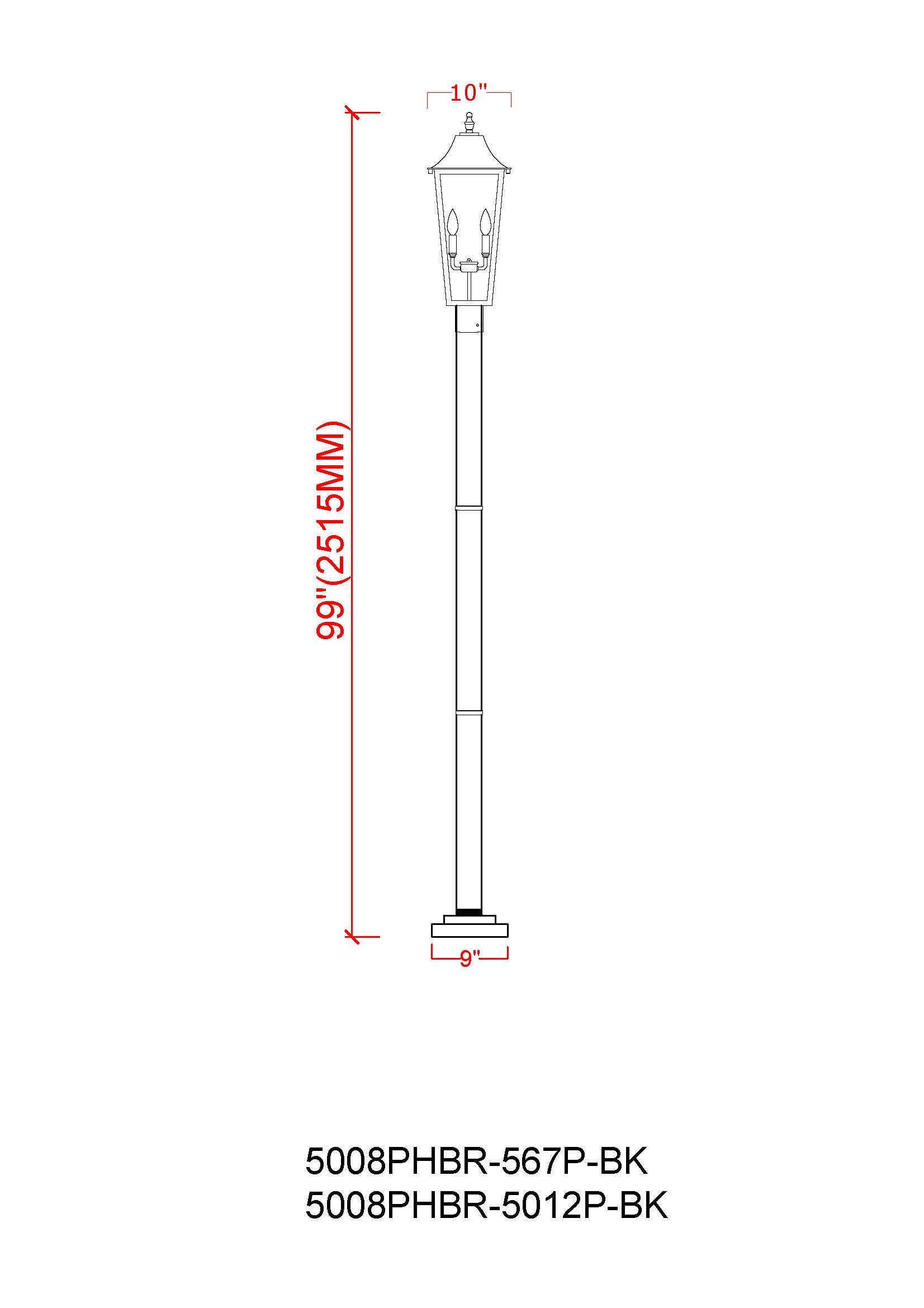 Z-Lite 5008PHBR-567P-BK Complete-Post-Lights - View #8