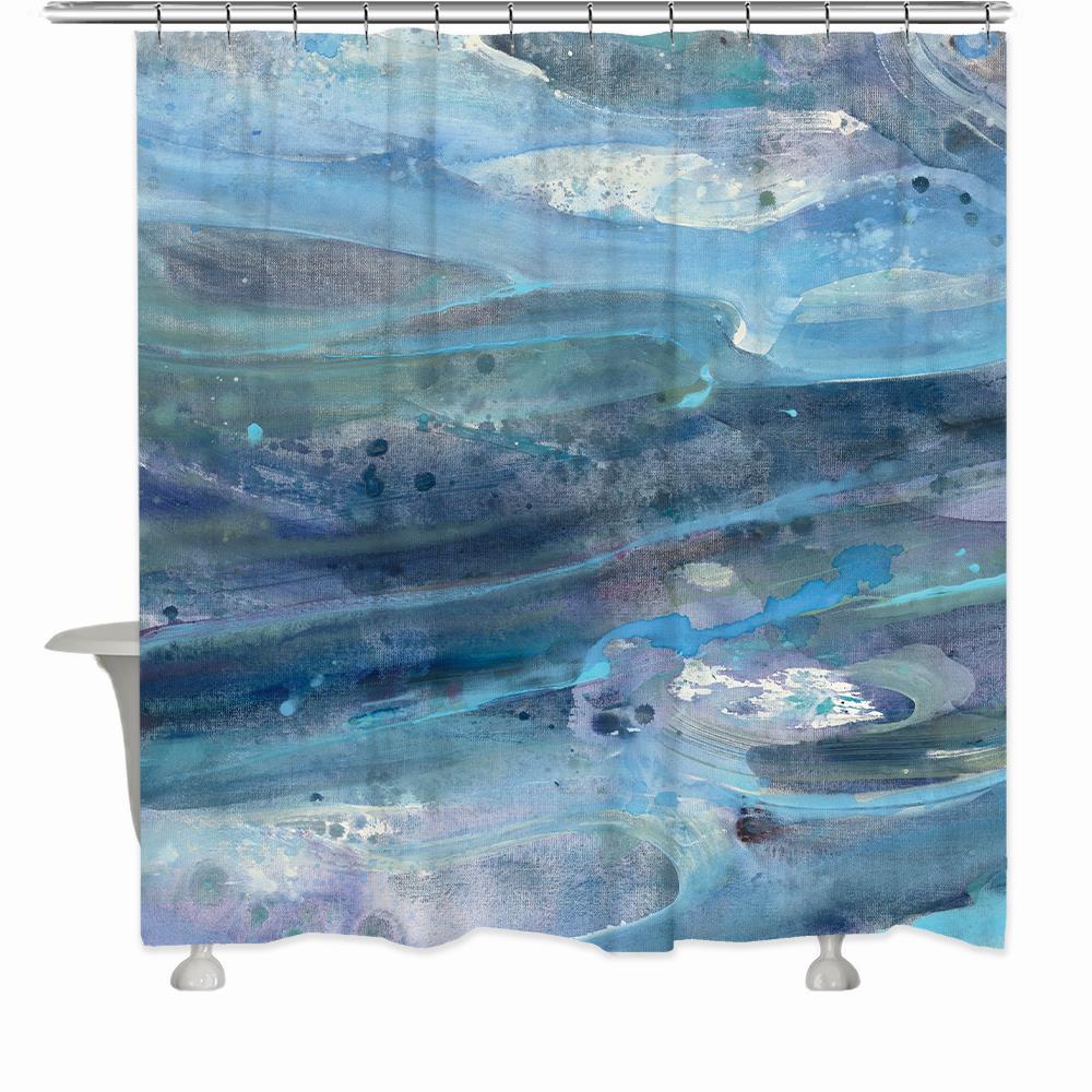Laural Home ROWA72SC 71.0-in W x 72-in L Rolling Waves Wave Polyester Shower curtain