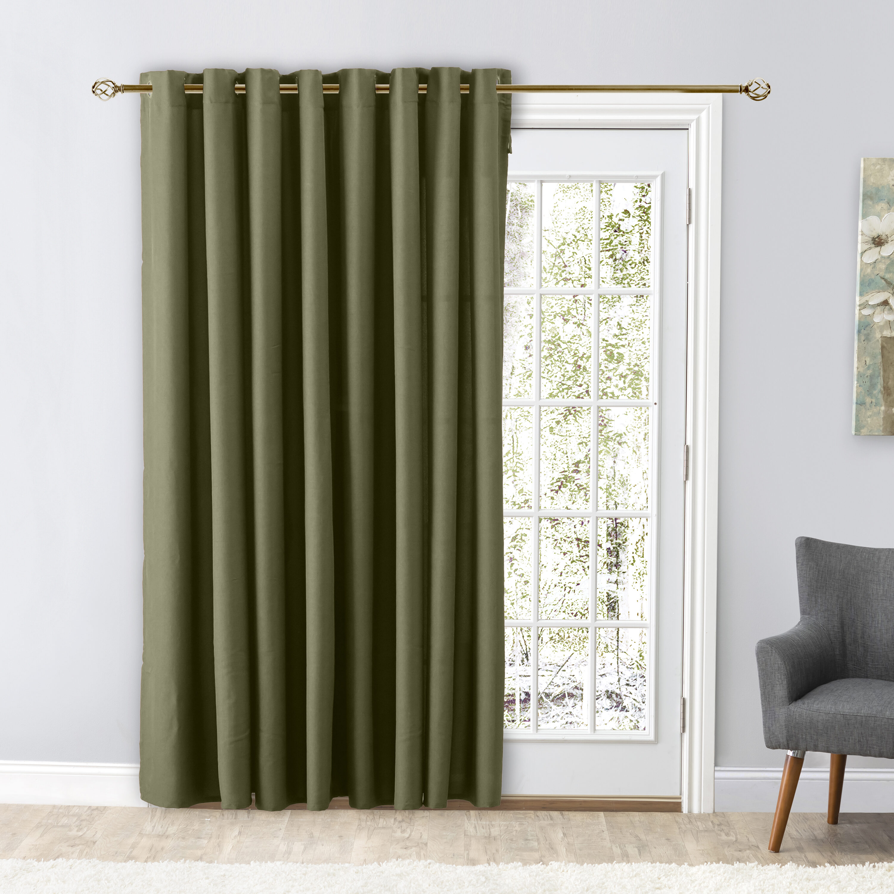 Ricardo Trading 03800-79-484-25 84-in Spanish moss Light filtering Grommet Single curtain panel