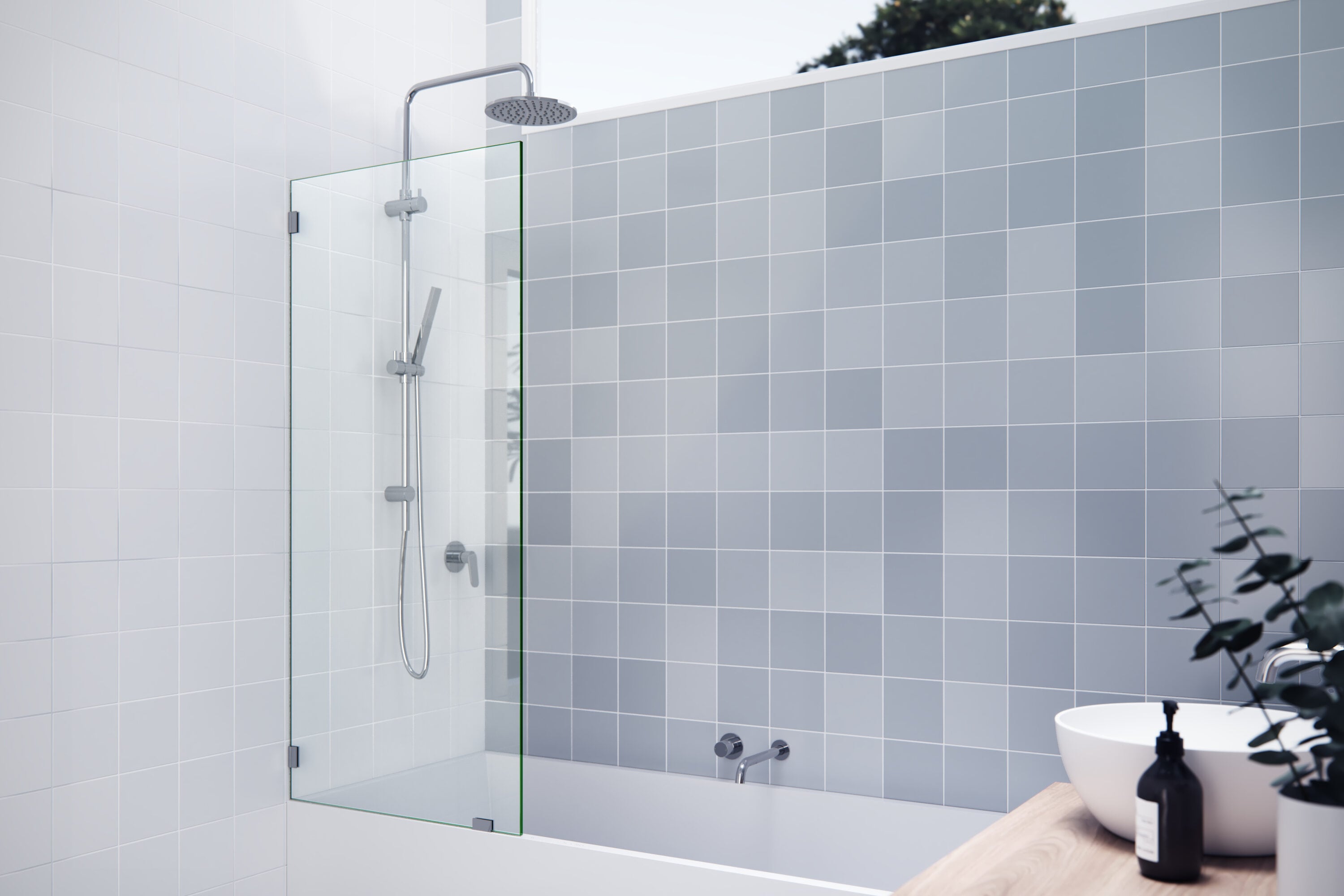 Glass Warehouse GW-BF-25.5-CH Chrome 25-1/2-in W x 58.25-in H Frameless Fixed Bathtub door 3/8-in Thick Clear Glass