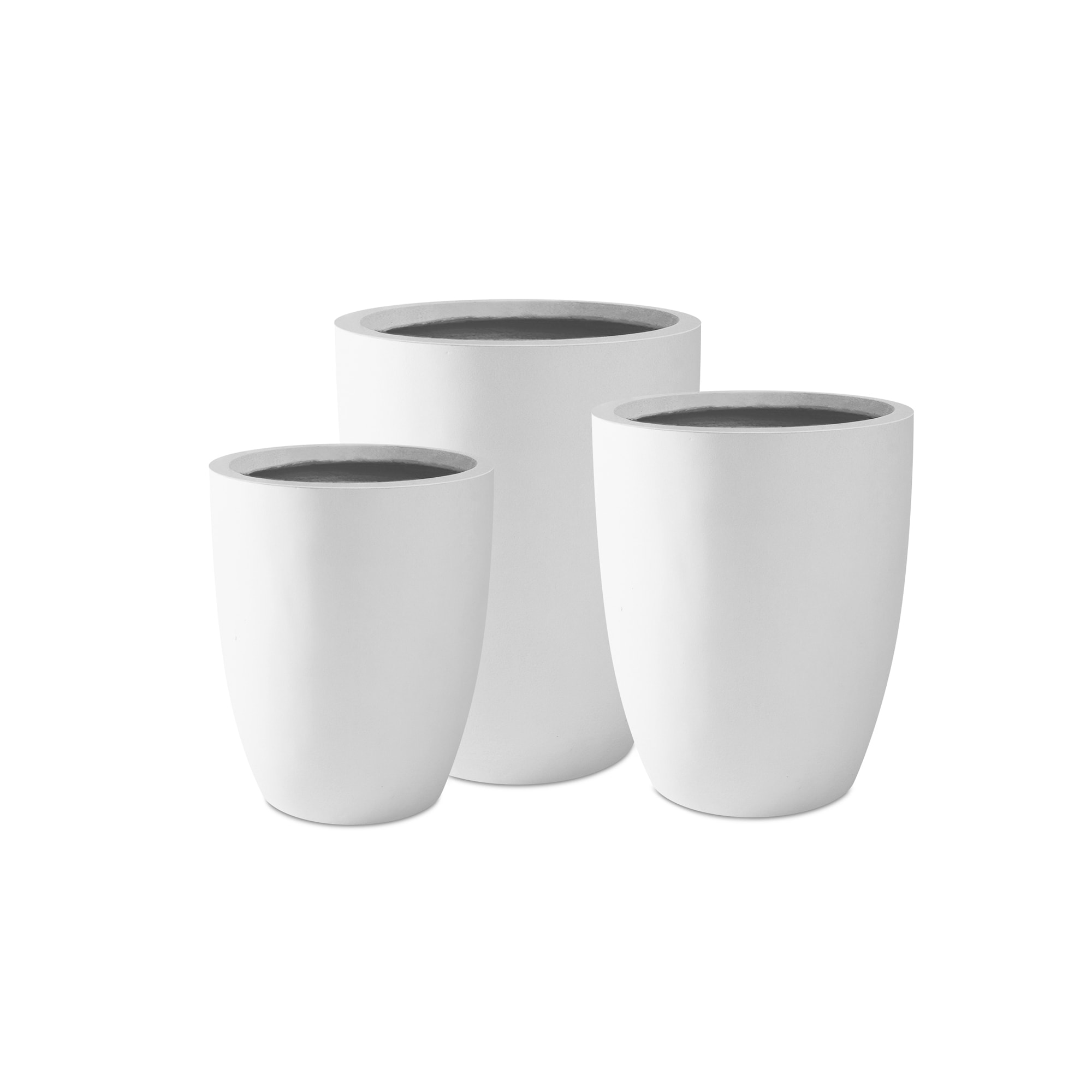 PLANTARA PA153S3-8011 3 -Pack Round 22.4-in W x 22.4-in H x White Fiberglass Contemporary/Modern Indoor/Outdoor Planter