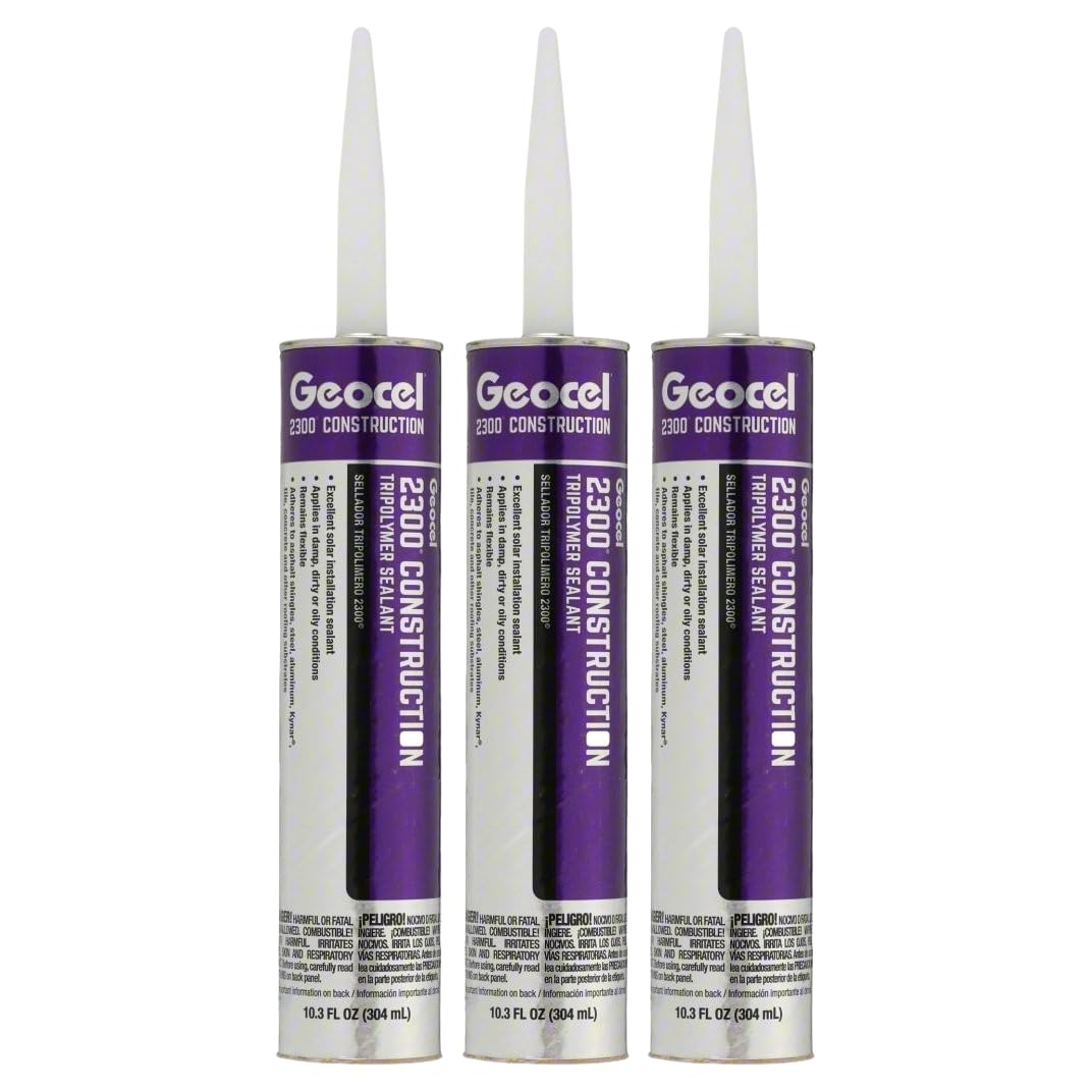 Geocel  GC66100 2300 Construction Tripolymer Elastomeric Sealant for Roofing and Trim 10.3 oz. Crystal Clear 3 Pack