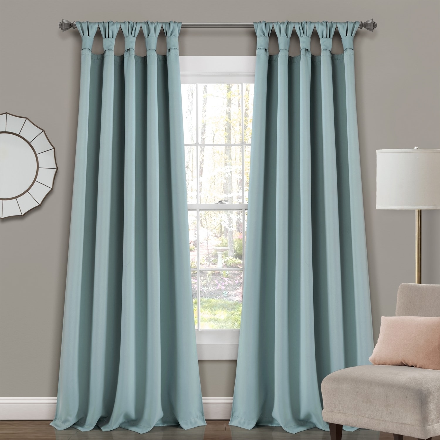 Lush Decor 16T004569 84-Inches Blue Blackout Top tab Curtain panel pair