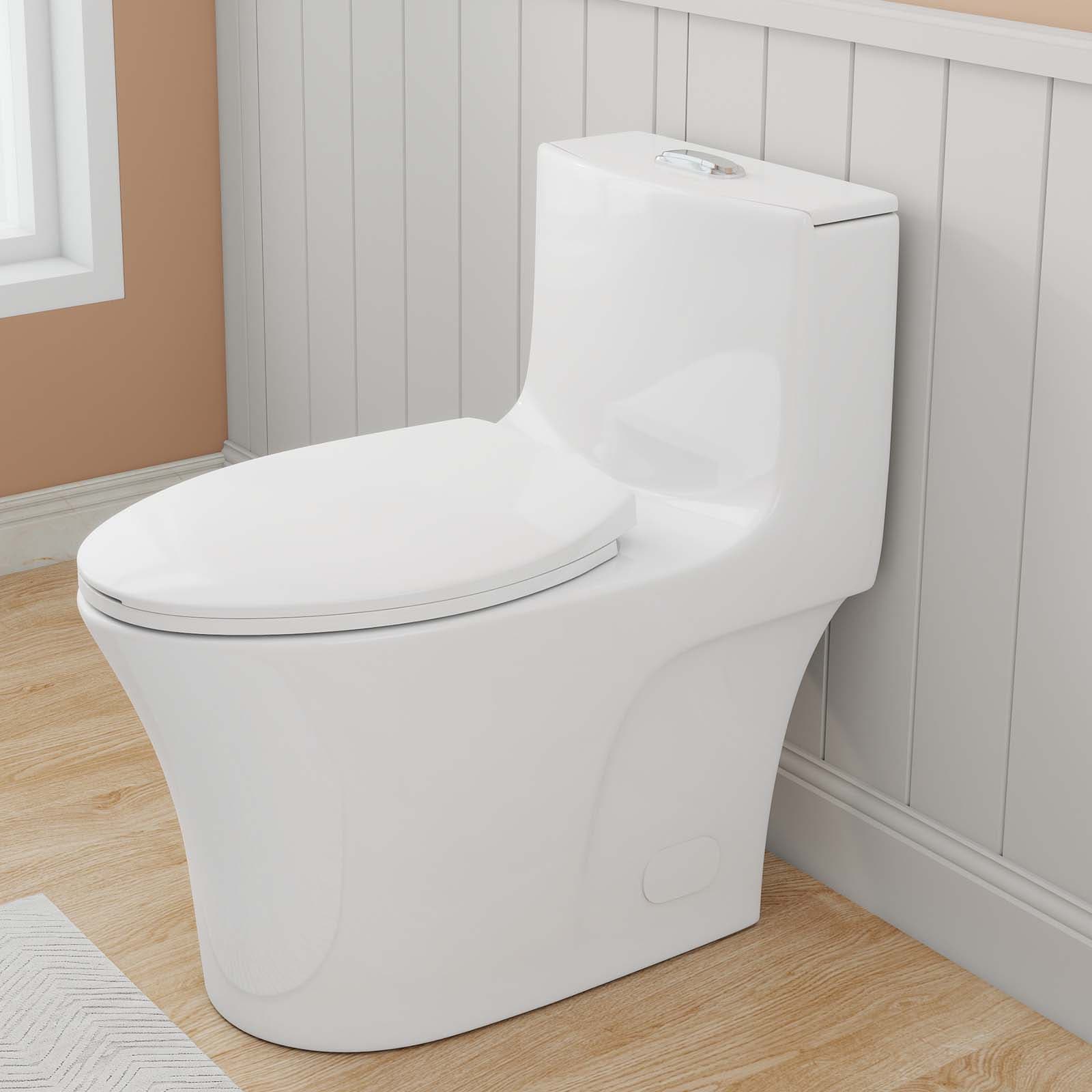 1.28/0.8 GPF Tornado Flush One-Piece Toilet Comfort Chair Seat ADA Height 17 in. Elongated Siphon...