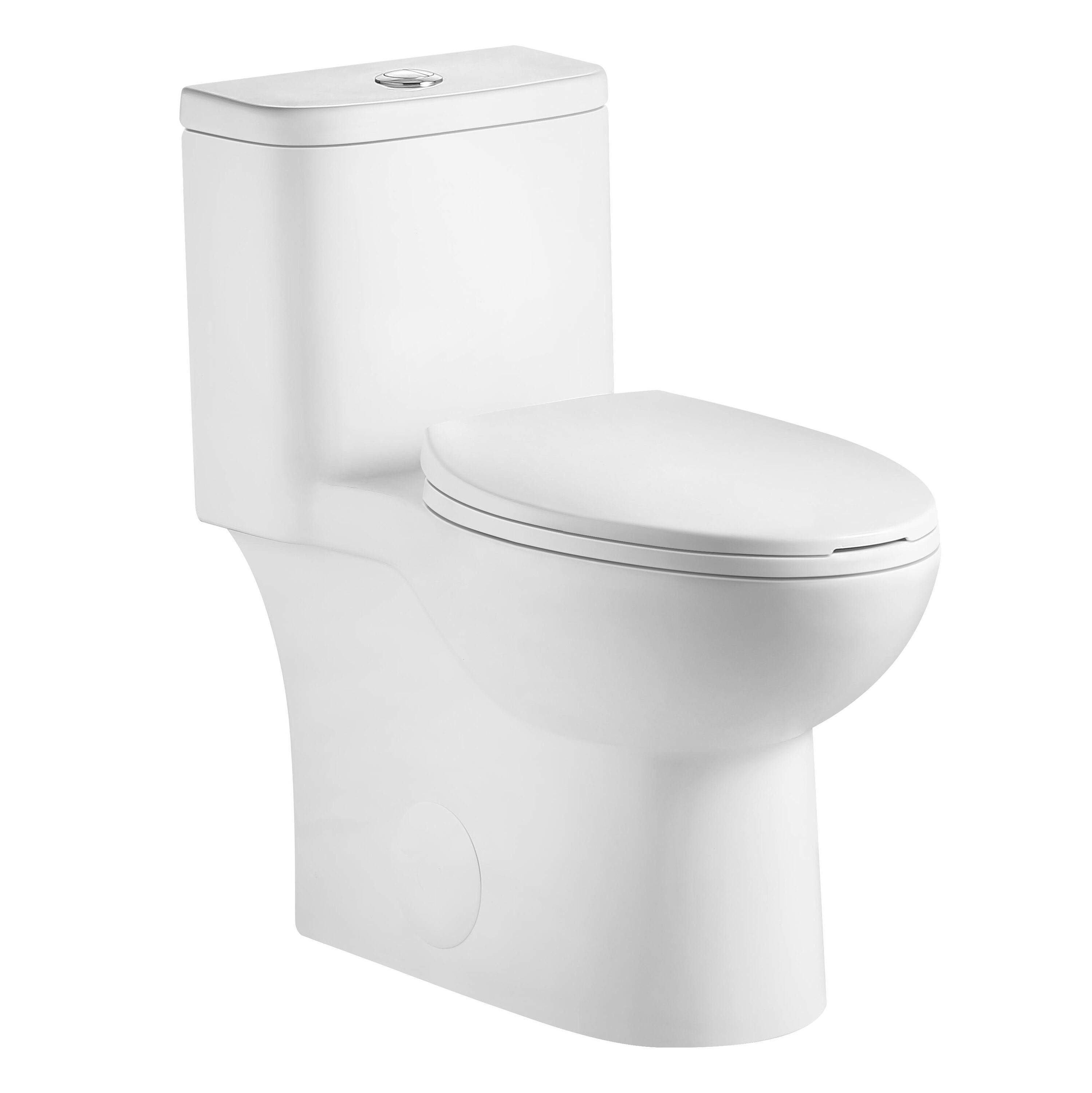 WELLFOR GTLGW-006 Gloss White Elongated Chair height 12-in Rough-In WaterSense 1.6 GPF Dual Slow Close Feature 1-piece Toilet