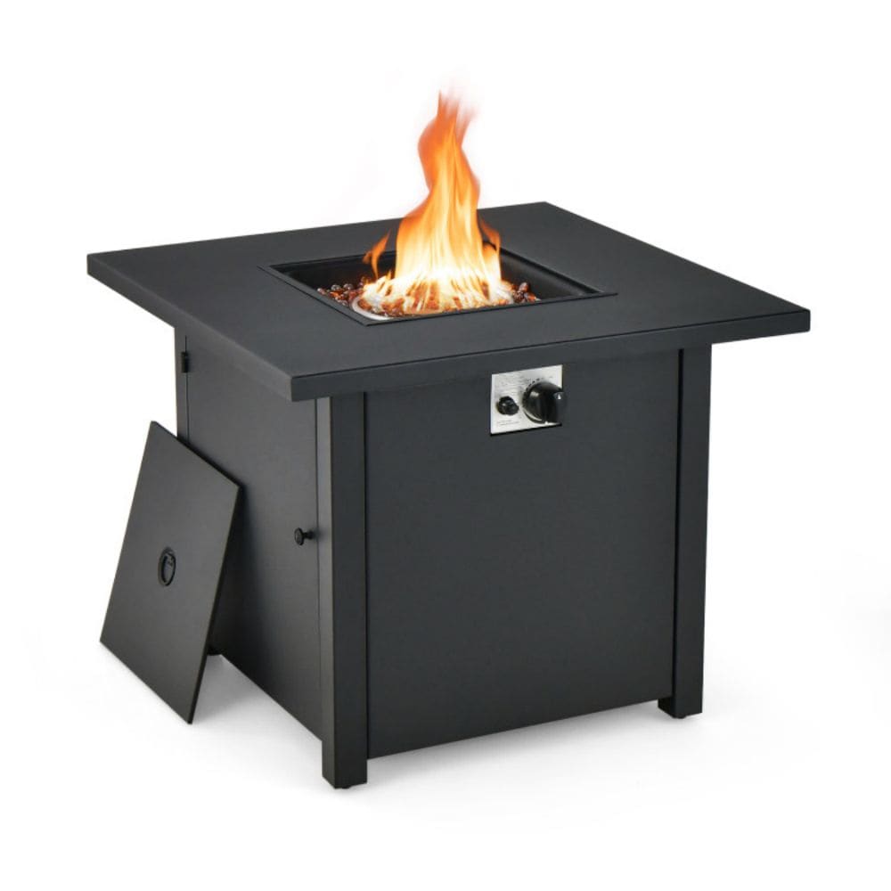 32in W Black Portable Stainless Steel Square Tabletop Propane Gas Fire