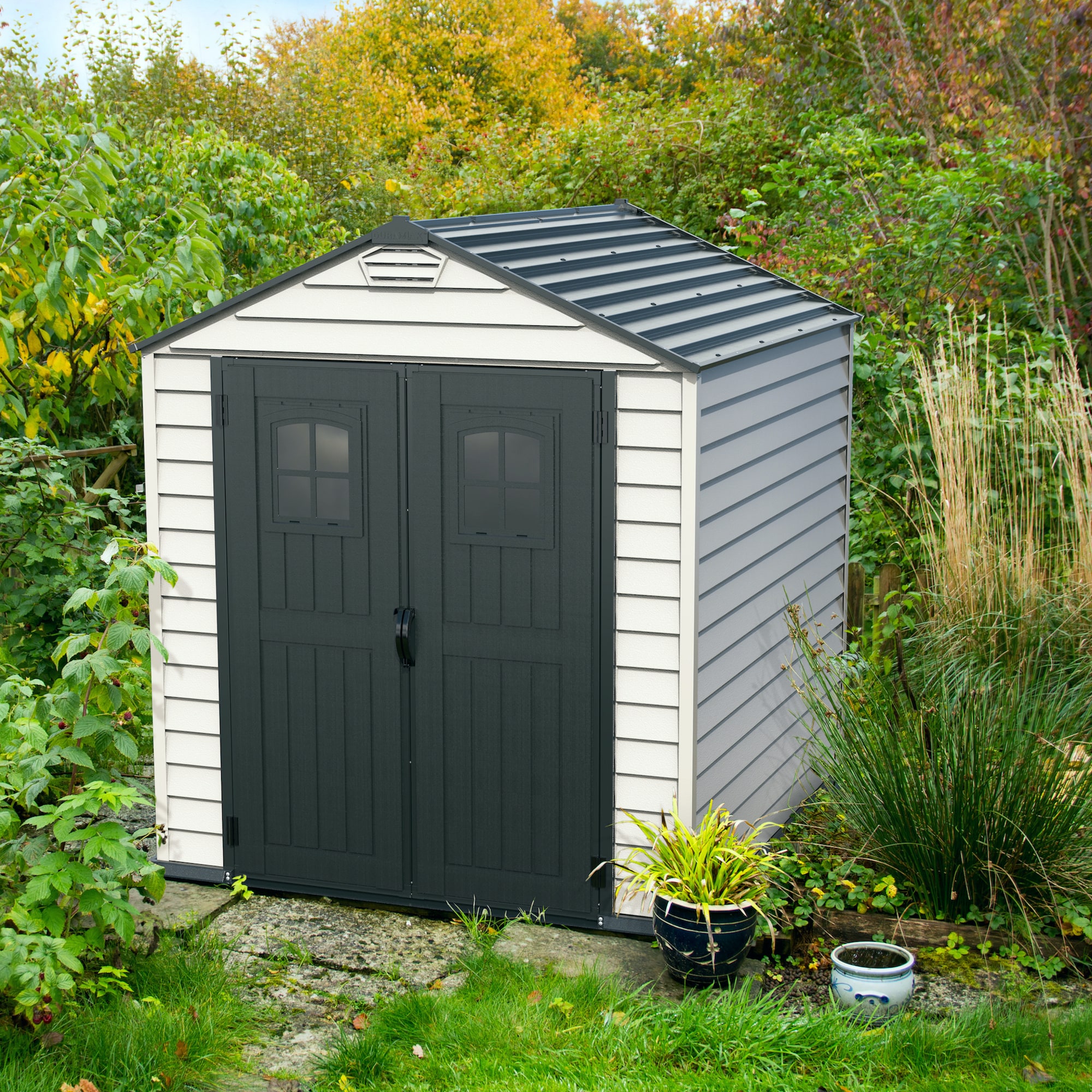 Rubbermaid 7-ft x 3-ft Roughneck Gable Resin Storage Shed (Floor Included)  in the Vinyl & Resin Storage Sheds department at