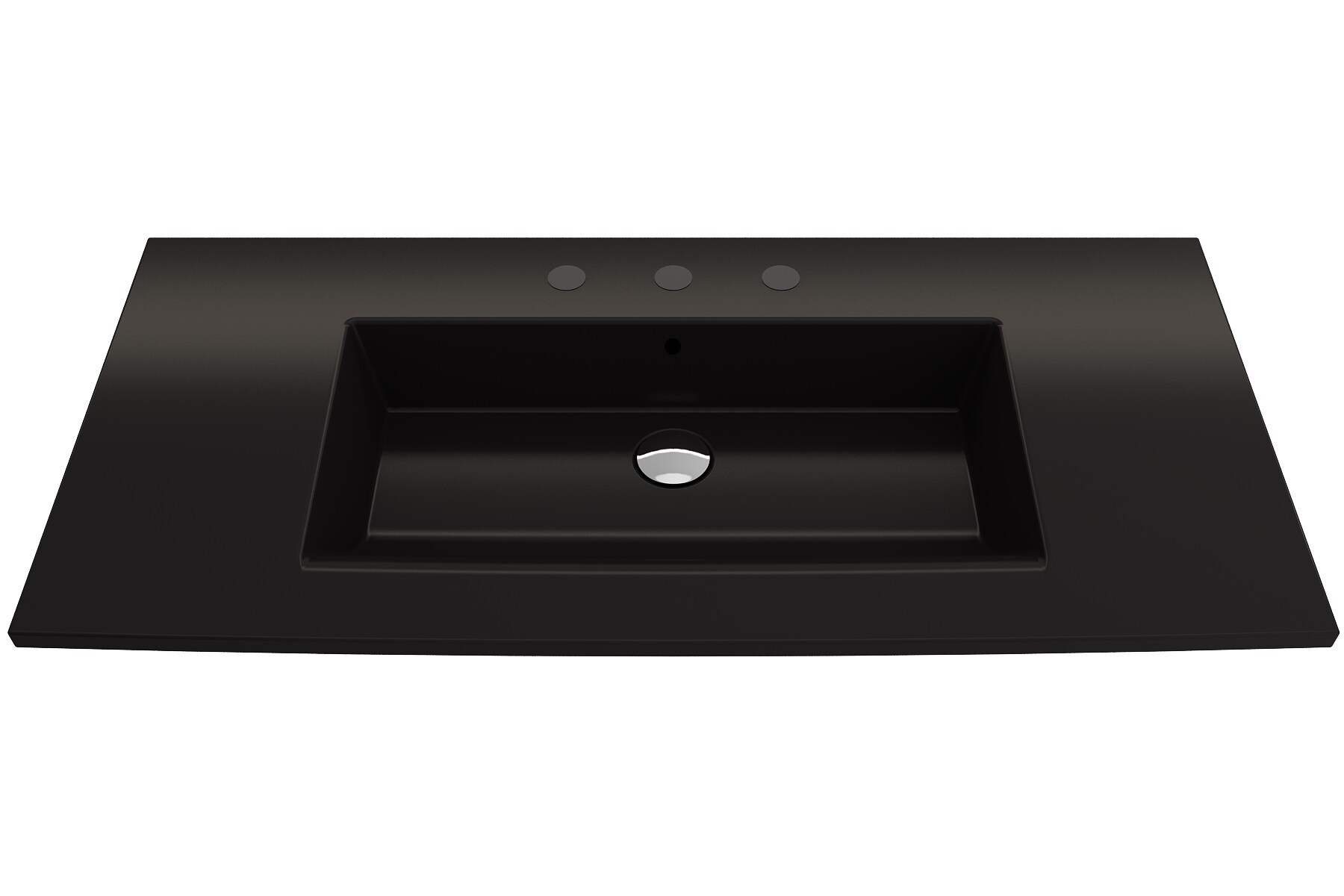 BOCCHI 1105-004-0127 Fire Clay 19-in Wall-mount Rectangular Modern Matte Black Bathroom Sink