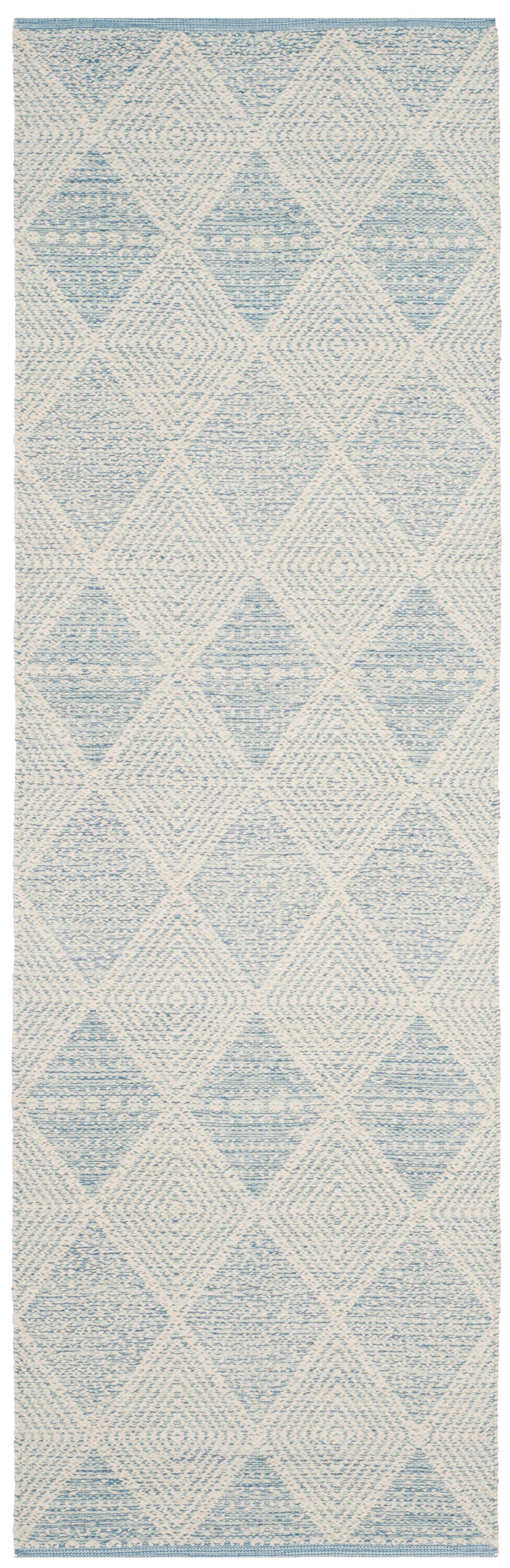 Coastal Charm Light Blue Cotton Flat Woven Runner Rug 2'3" x 7'