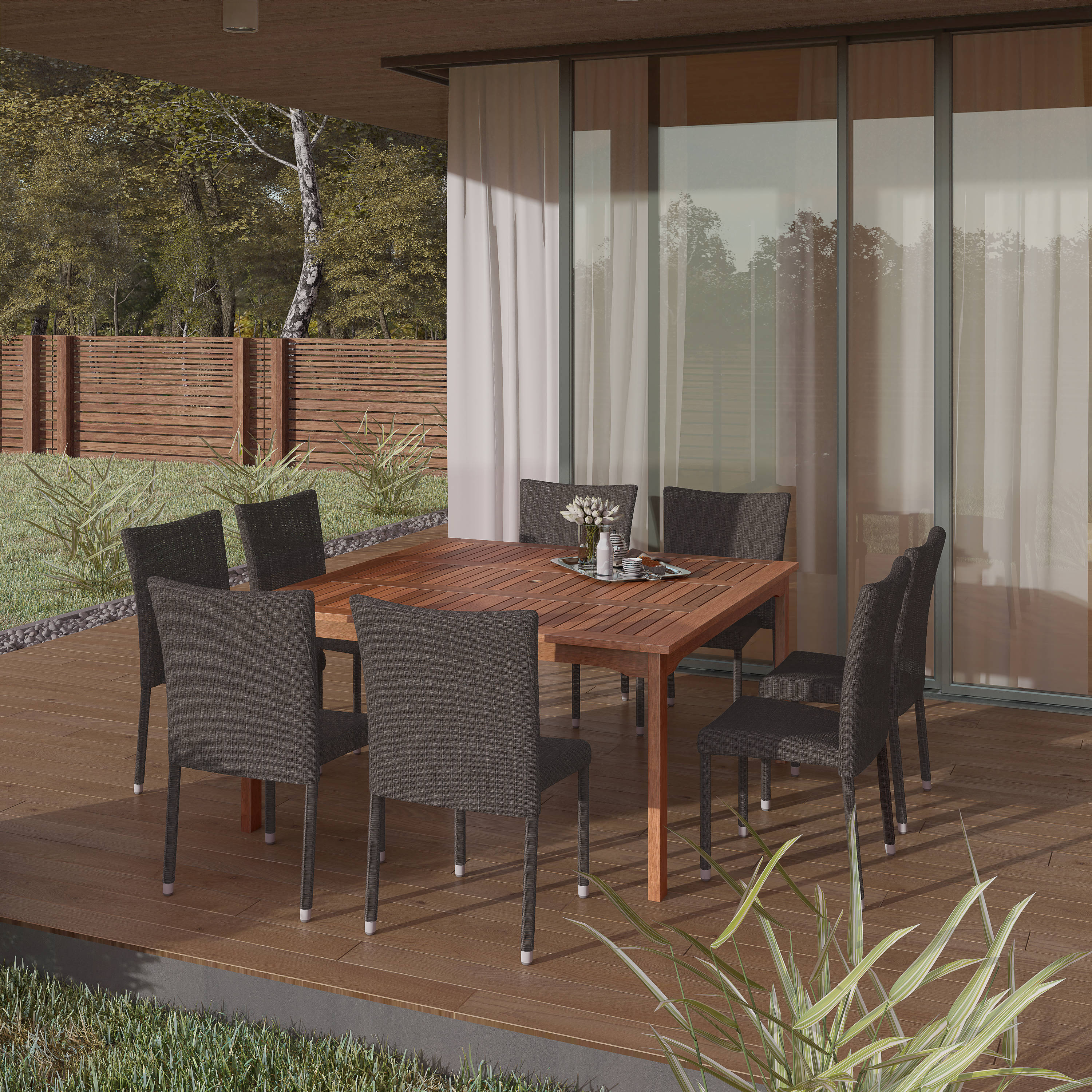 International Home Amazonia 9-Piece Wicker Patio Dining Set in the ...