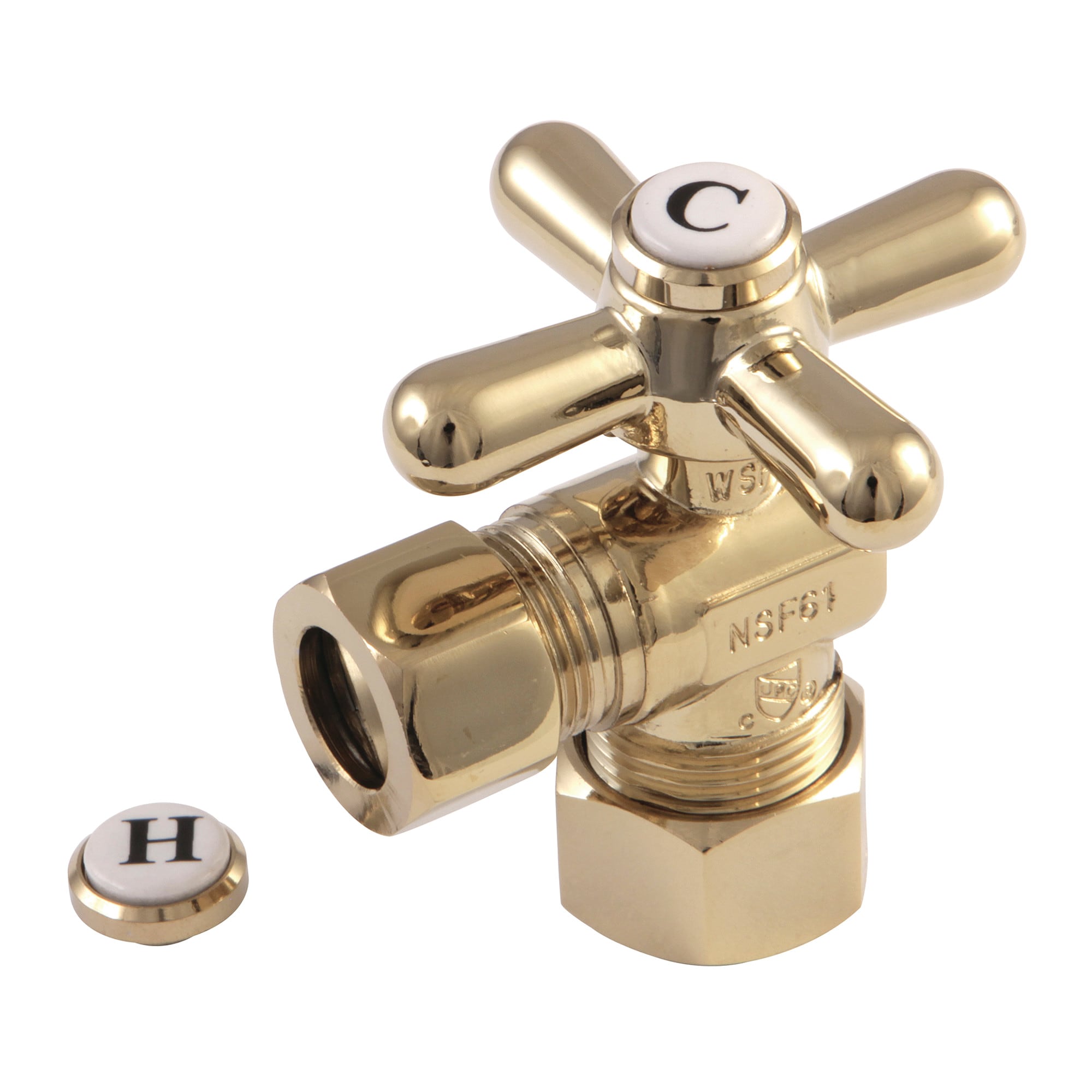 Elements of Design ECC54402X 5/8-in OD compression x 1/2-in OD Compression Brass Quarter turn Stop Angle valve