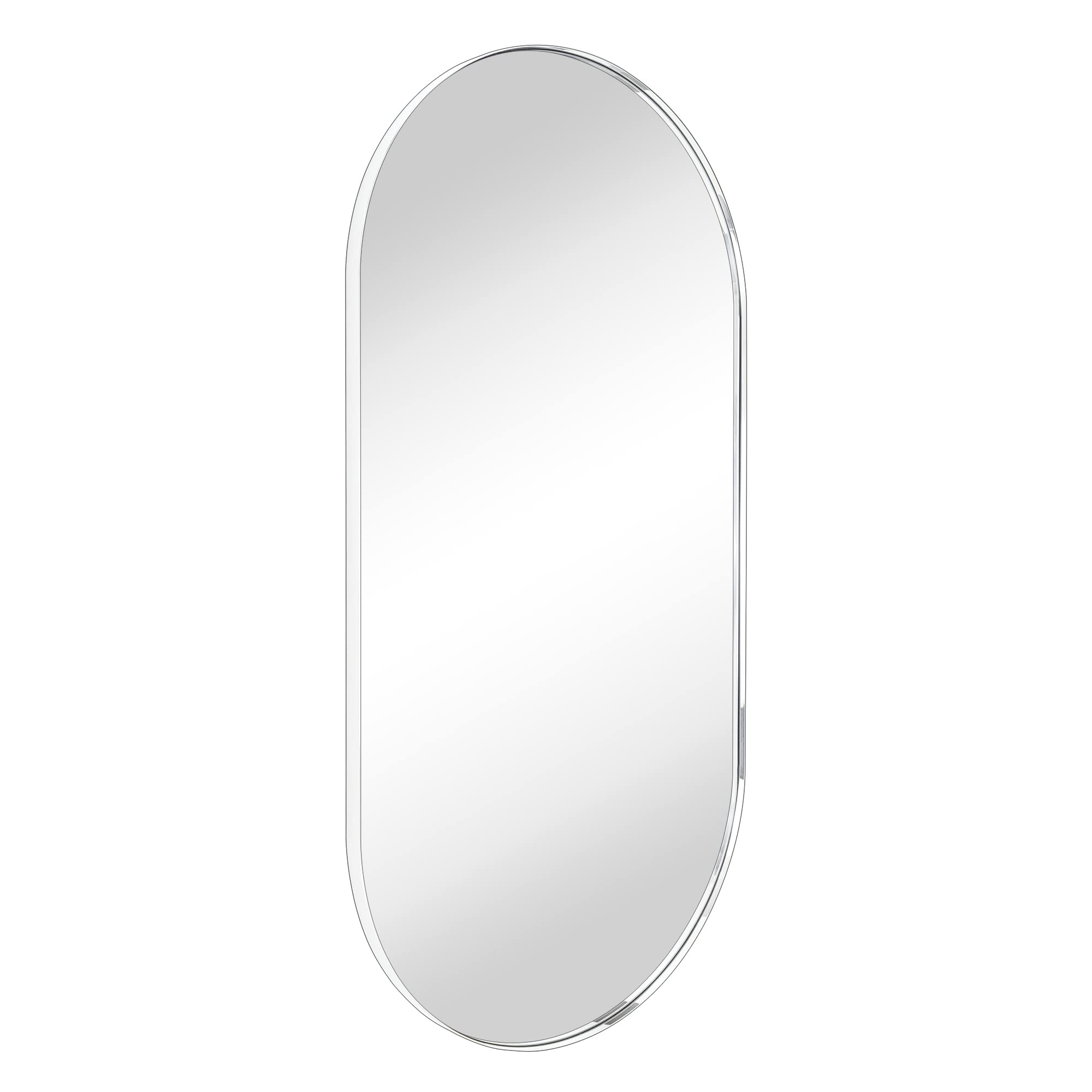 TEHOME GC-0Y044 Oba 20-in x 40-in Framed Oval Bathroom Vanity Mirror ( Chrome )
