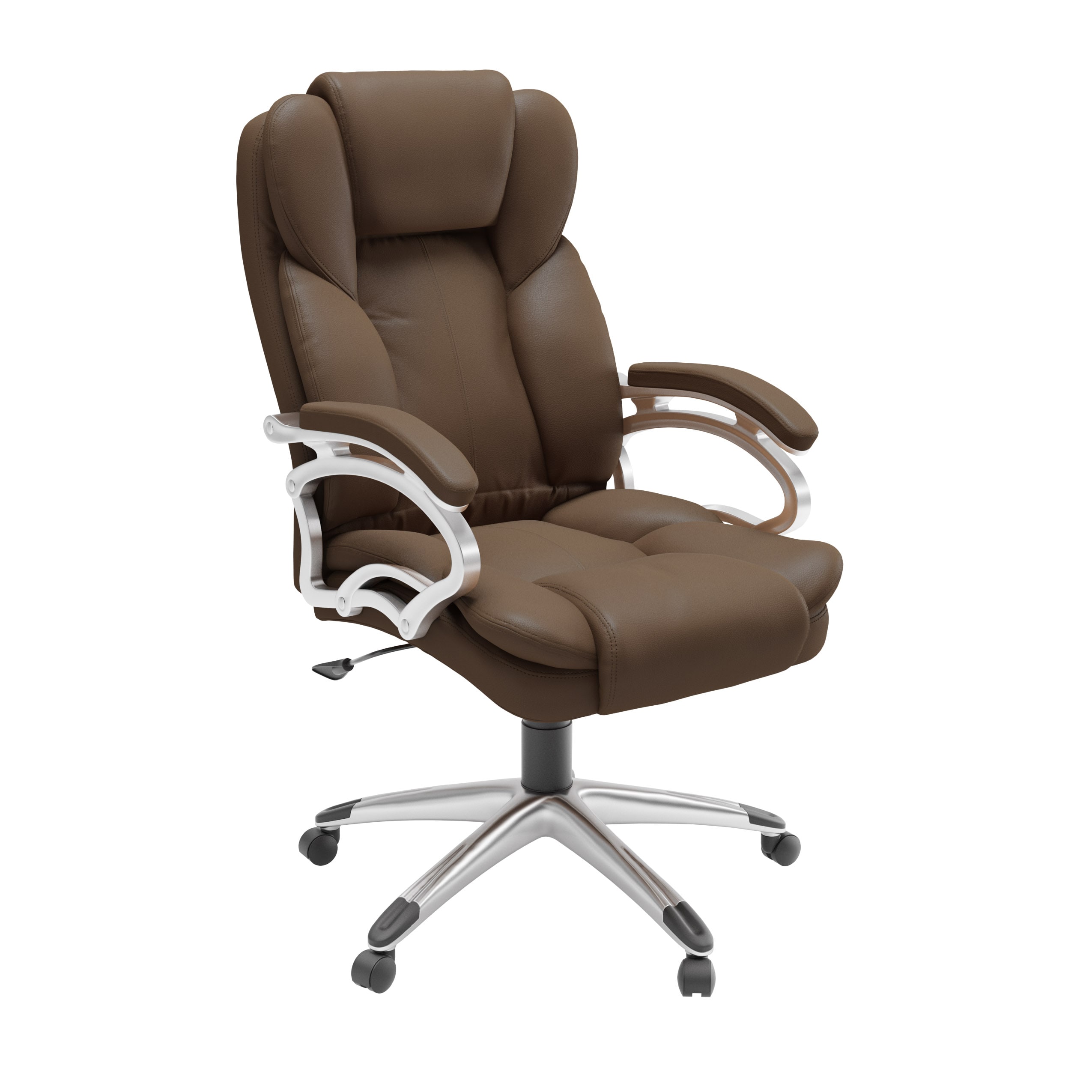 CorLiving LOF-428-O Leon Caramel Brown Contemporary Ergonomic Adjustable Height Swivel Upholstered Executive Chair