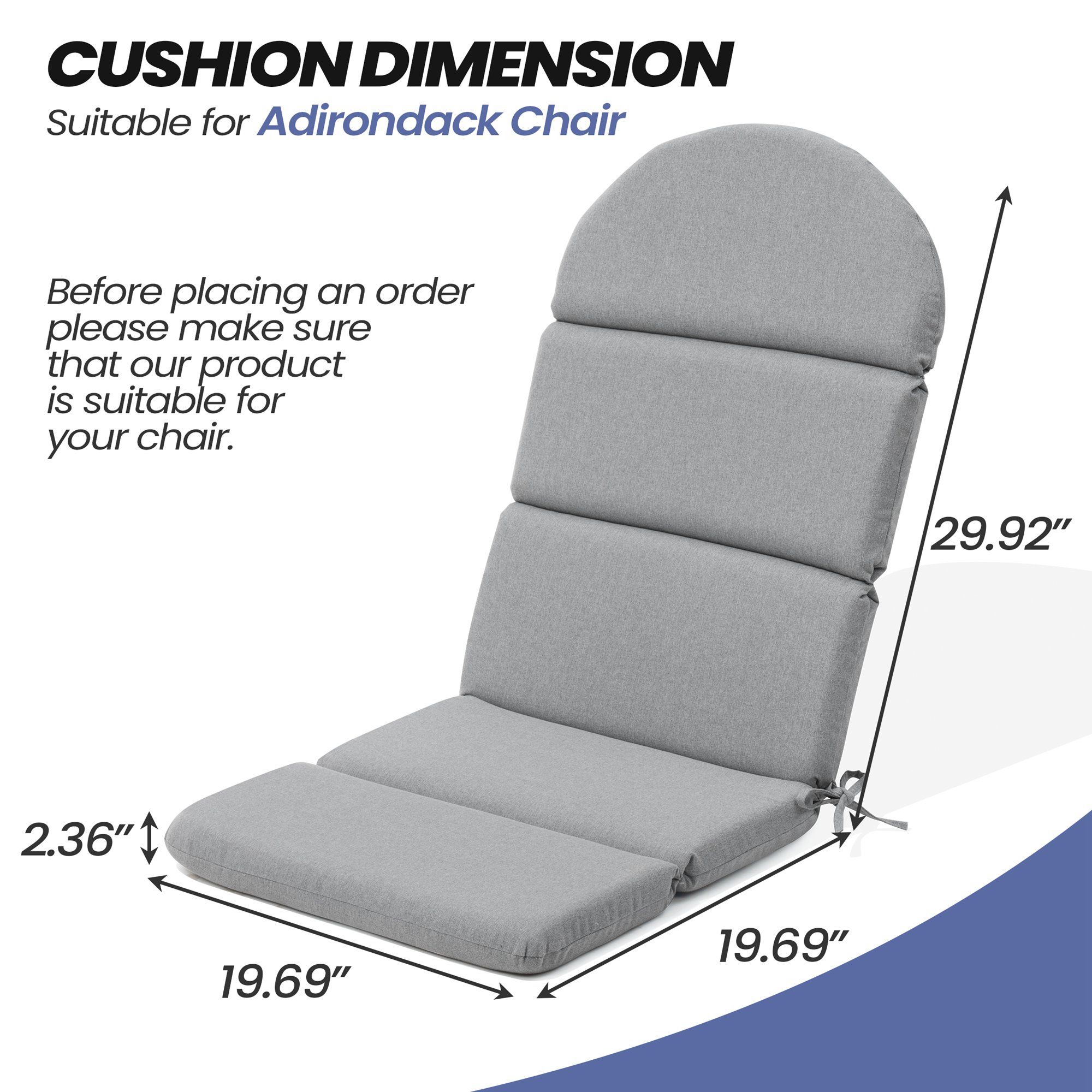 CloudFly CL-CU006LGY-1 Patio-Furniture-Cushions - View #3