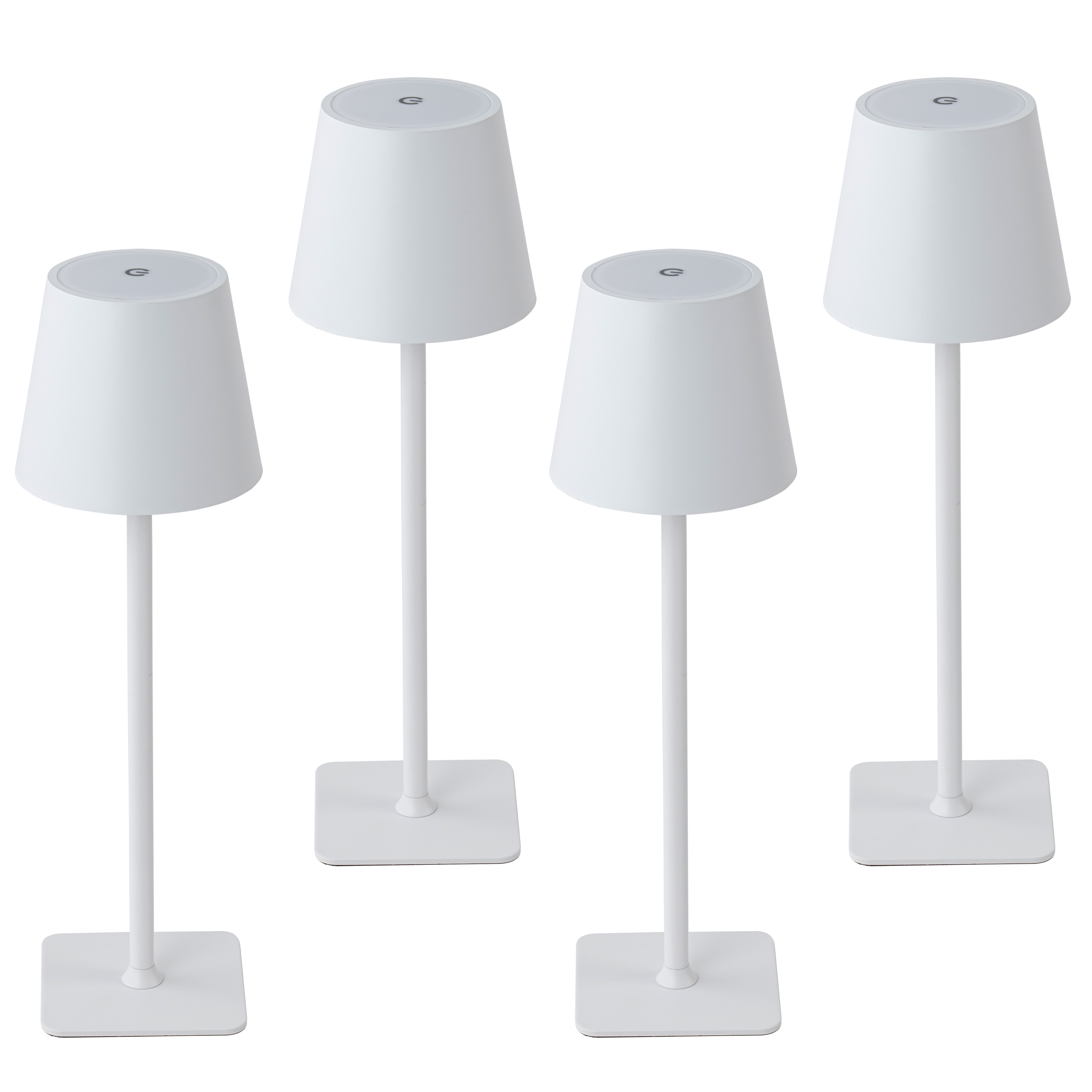 C Cattleya LCA2615-4TW 14 Matte White LED Touch Table Lamp with Plastic Shade 4 -Set