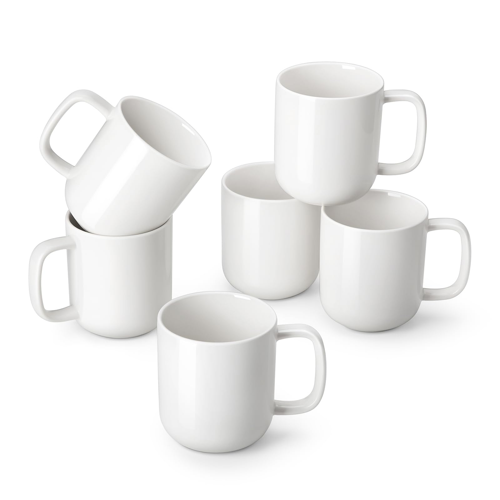 Aoibox  12 oz Porcelain Coffee Mugs Set of 6 Ceramic Cups for Latte Tea Cappuccino Cocoa Microwave Safe White