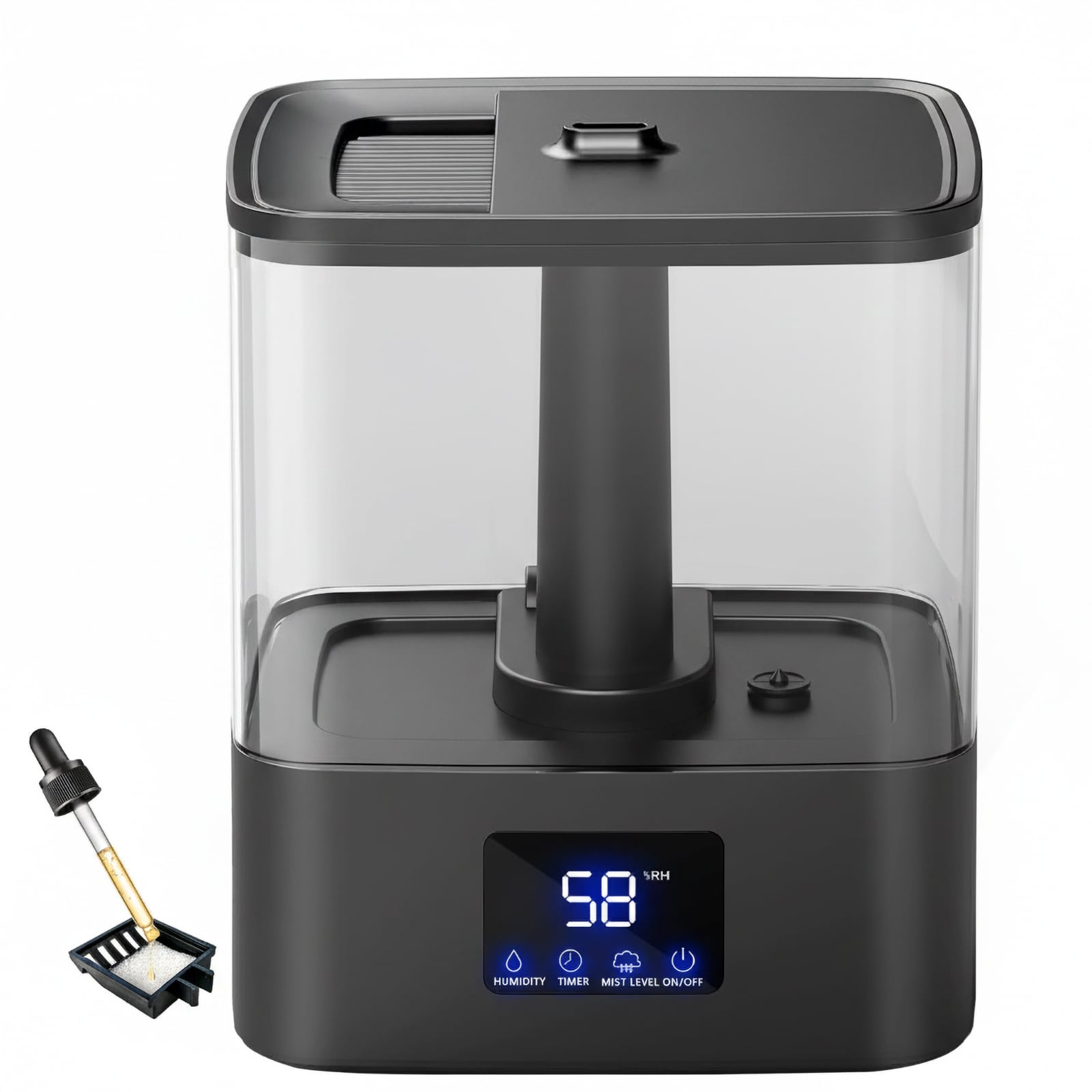 Etokfoks 4L top fill cool mist humidifier with three mist levels eight hour timer essential oil tray and humidity display for bedroom and #LETRXQRDJ