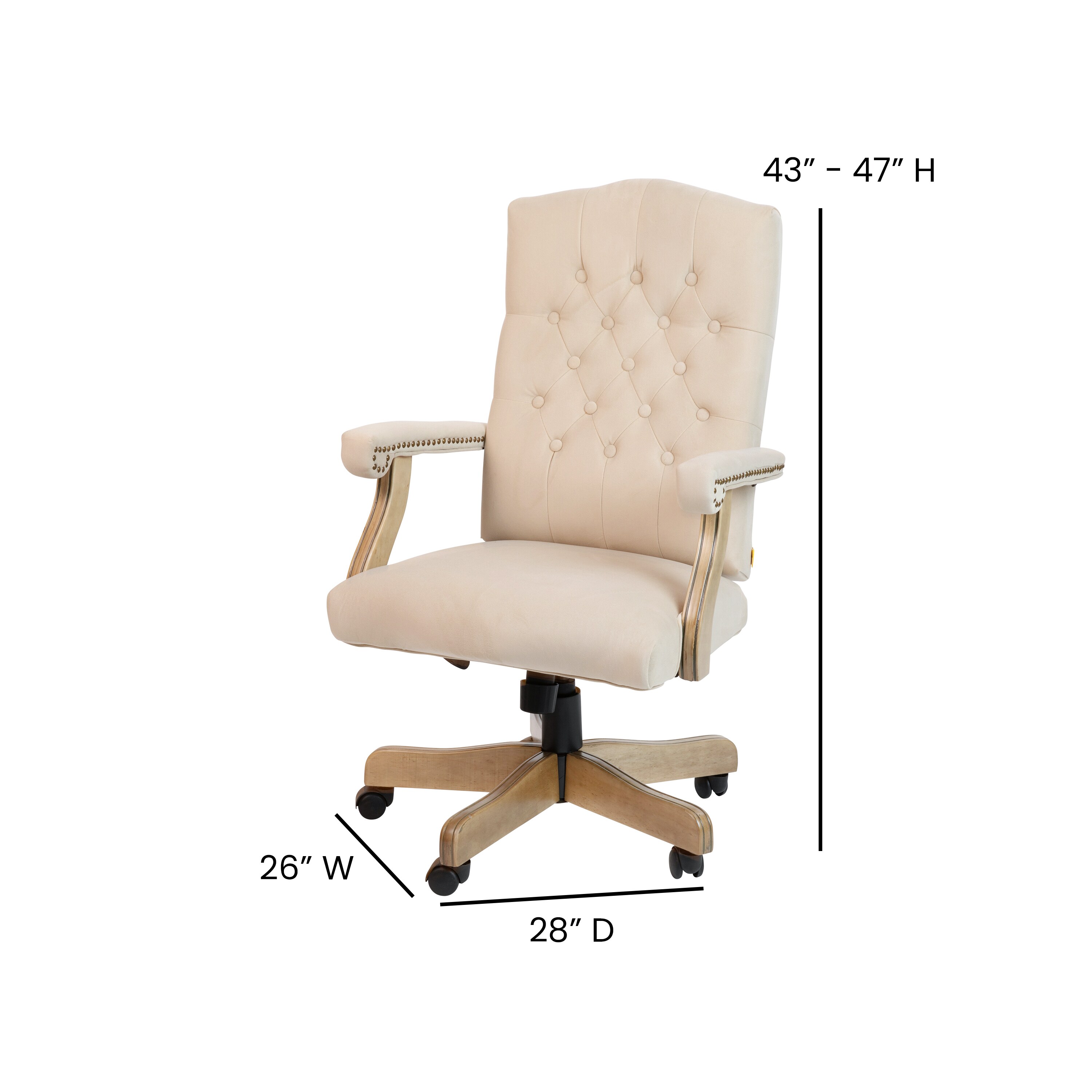 Flash Furniture Ivory Microfiber Driftwood Traditional Adjustable