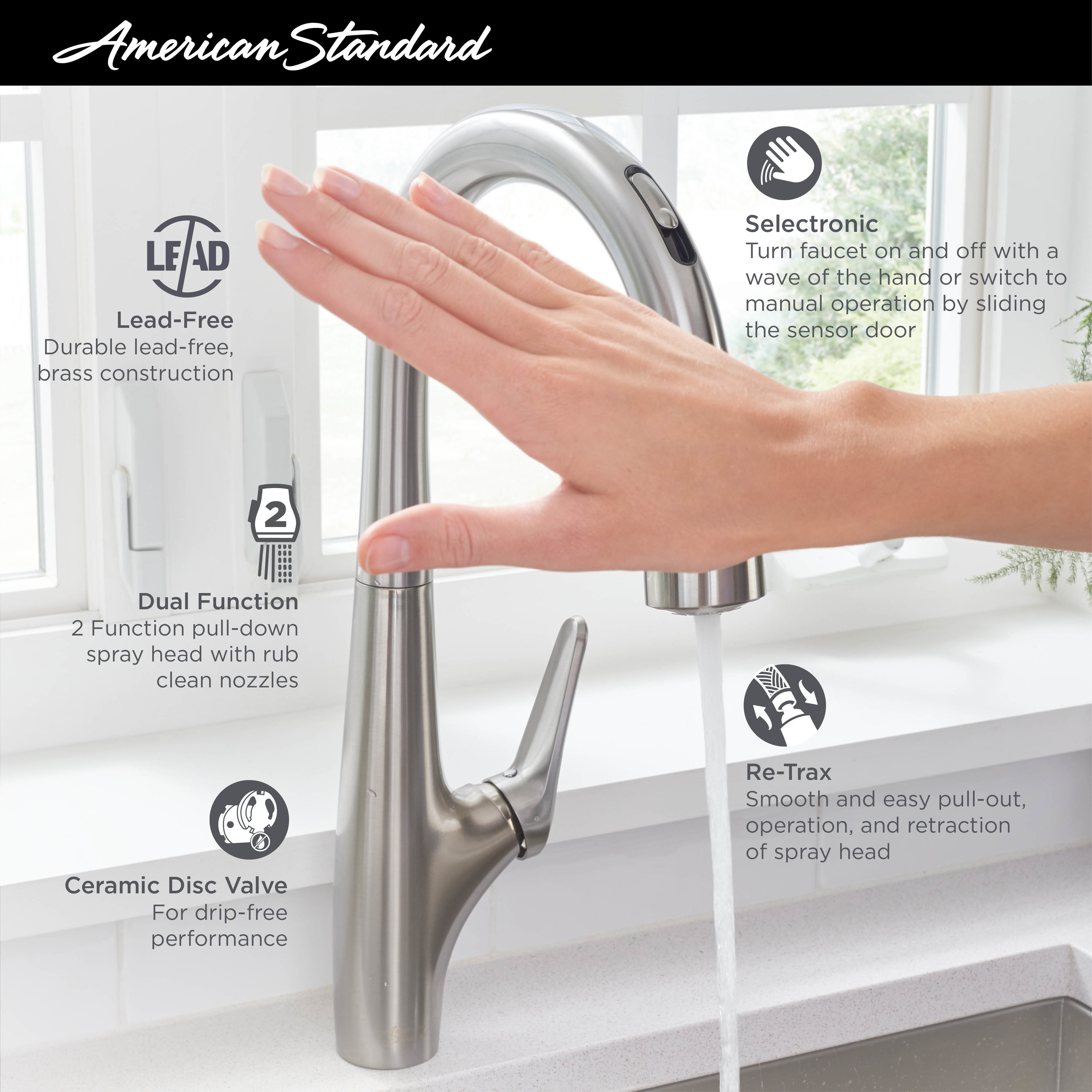 American Standard Avery Polished Chrome Single Handle Pull-down Kitchen ...