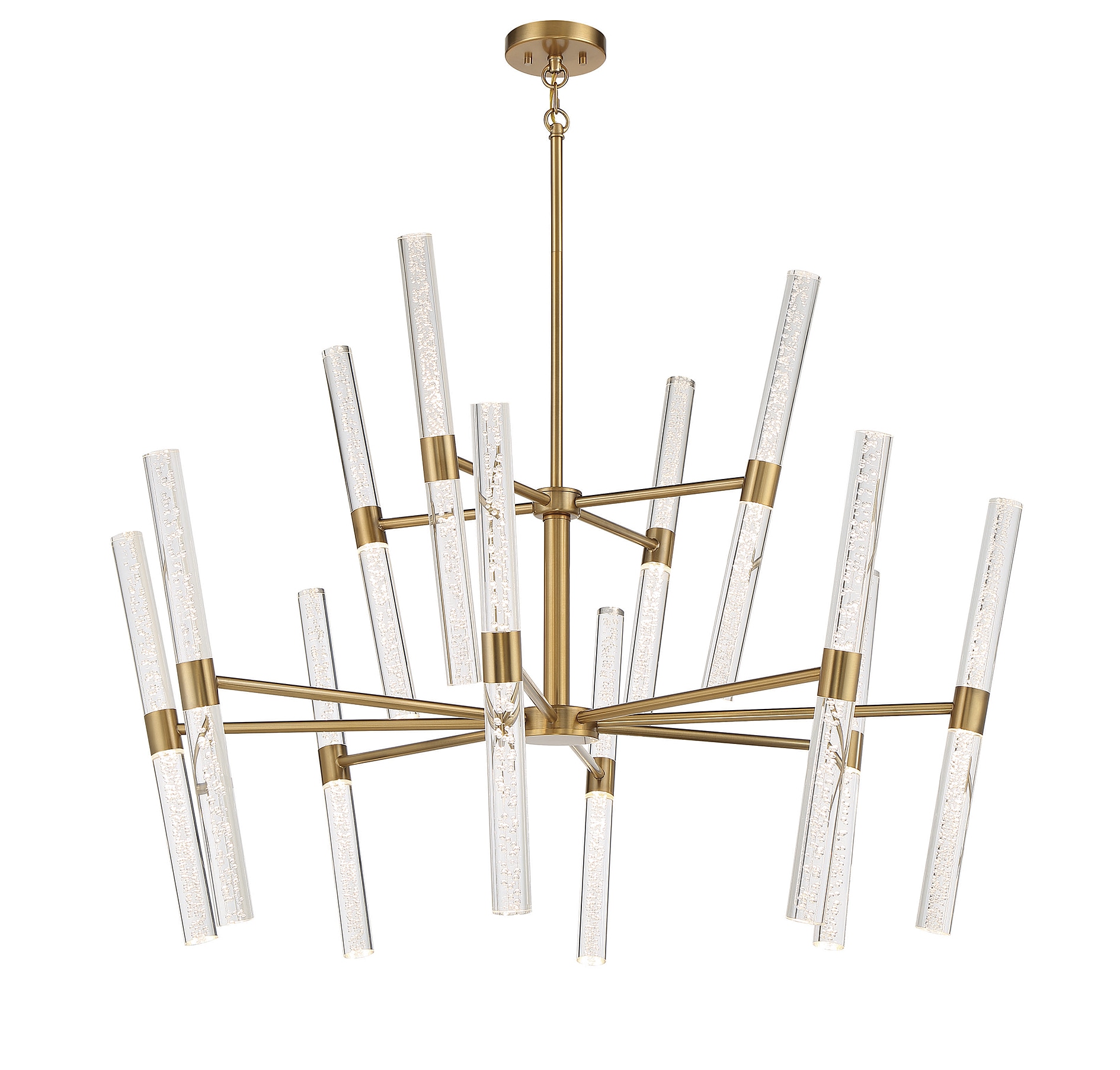 Arlon 24-Light Warm Brass LED Chandelier with Clear Bubble Glass