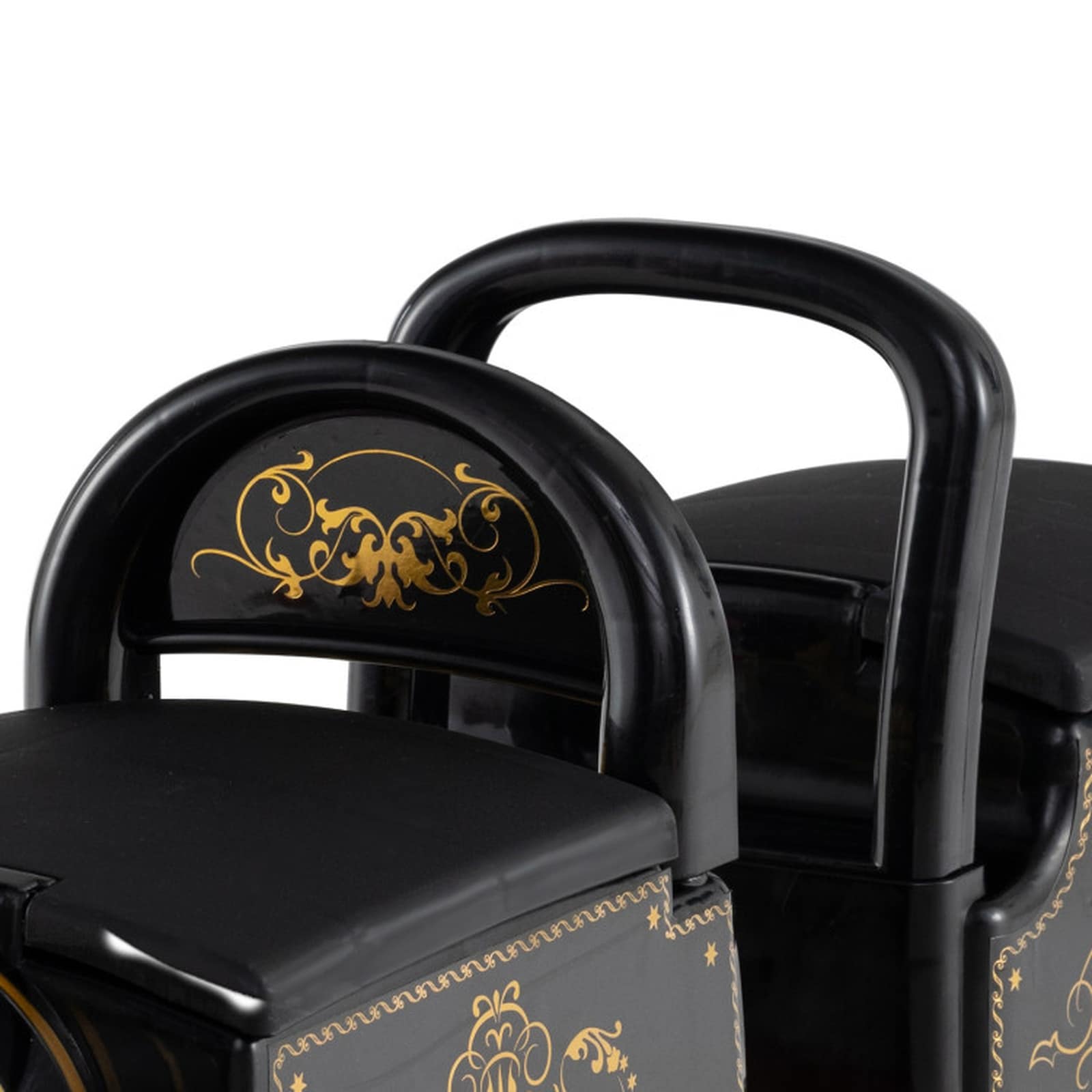 SUGIFT - 34.5-in 6V Kids Ride-On Train 2-Seater in Black and Red with a Detachable Carriage Flash...