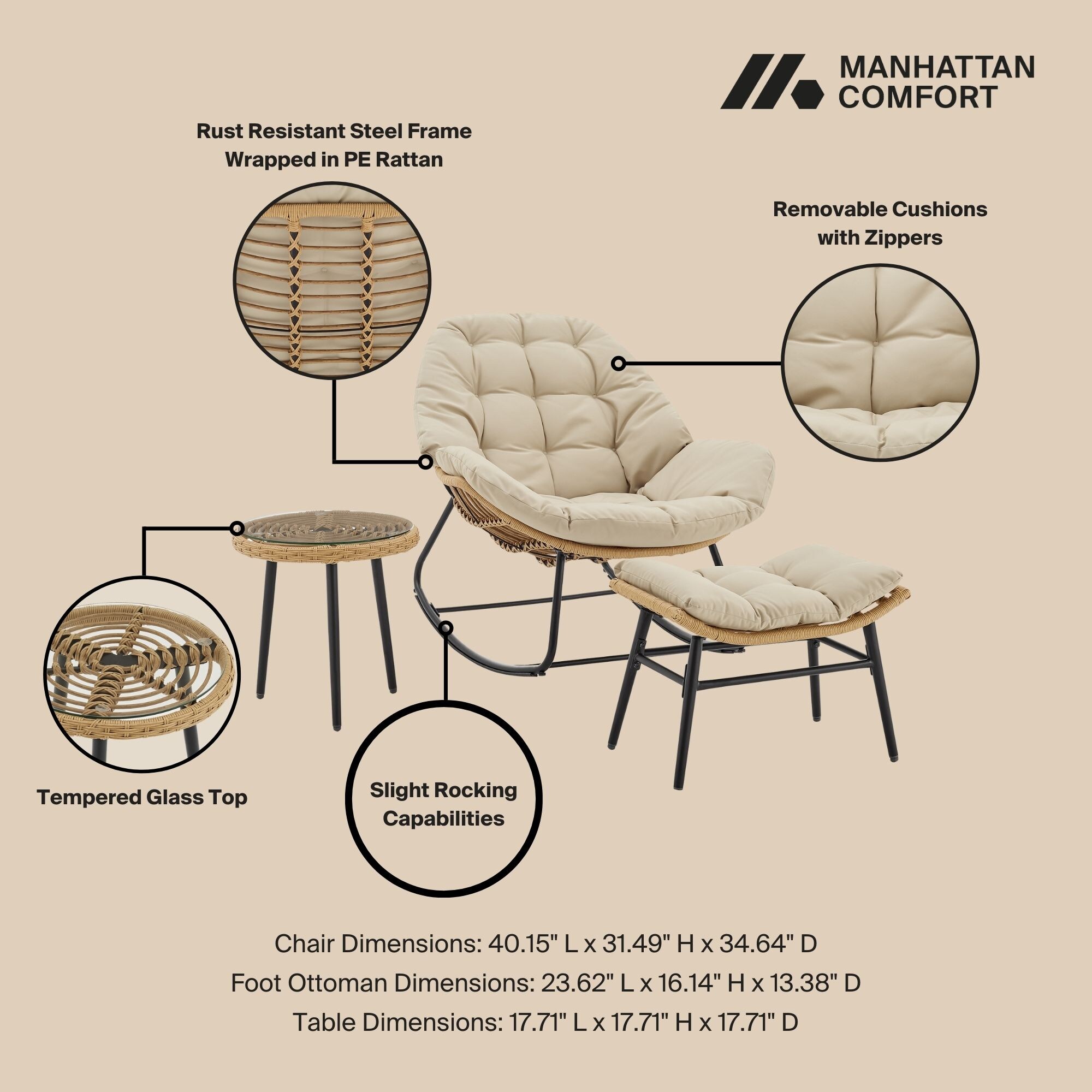 Manhattan Comfort 2-OD-CV024-CR Patio-Conversation-Sets - View #4