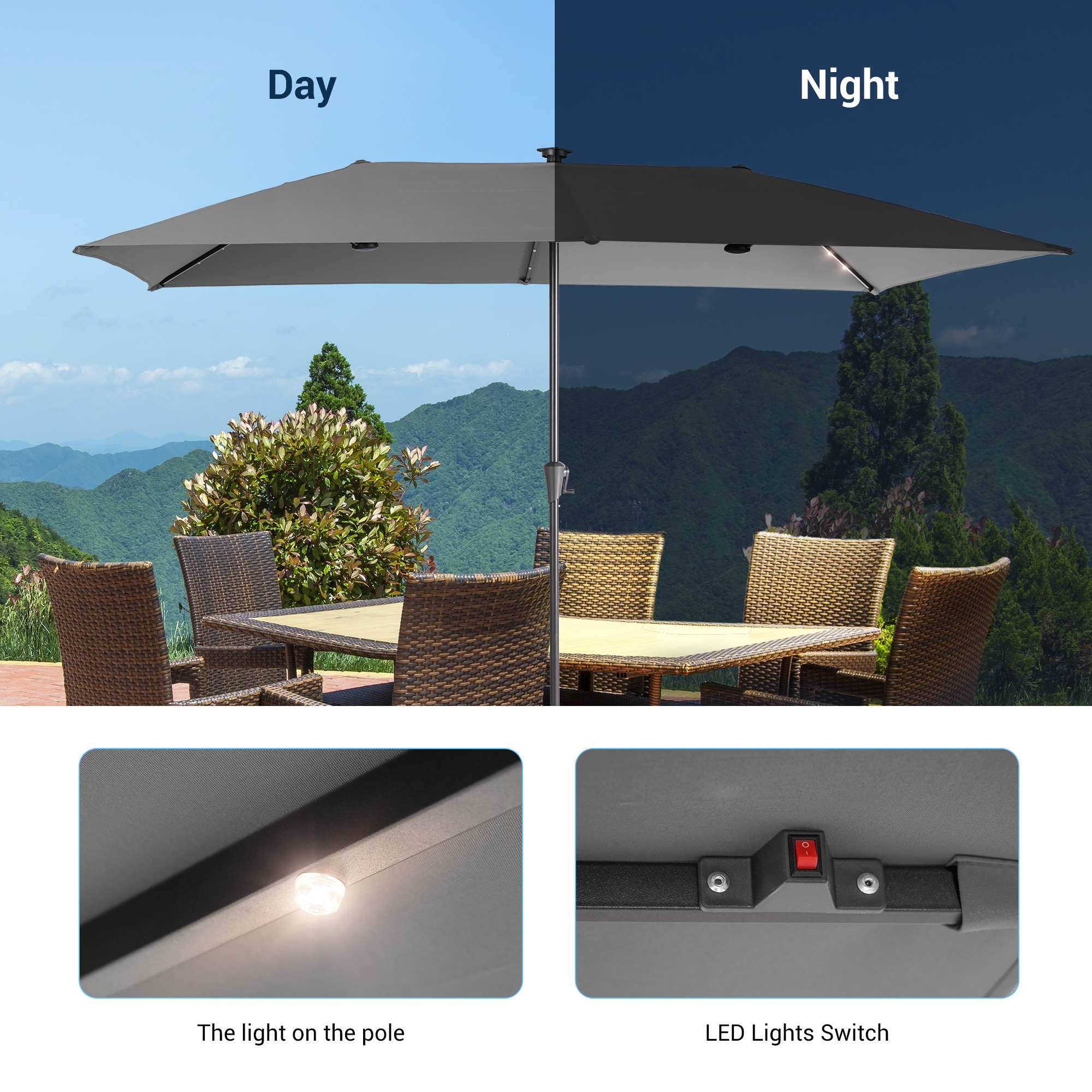 Aok Garden LWP-SM-LED328GY Umbrellas-2 - View #3