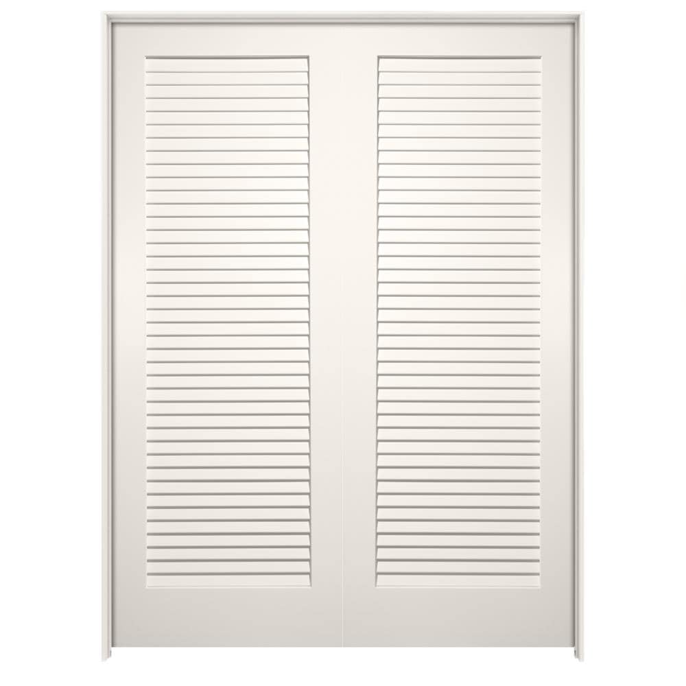 Millennium Collection LO965980 56-in x 80-in Primed Solid core 1-panel Reversible/Universal Smooth Primed MDF Flat Jamb Double Prehung Interior Door