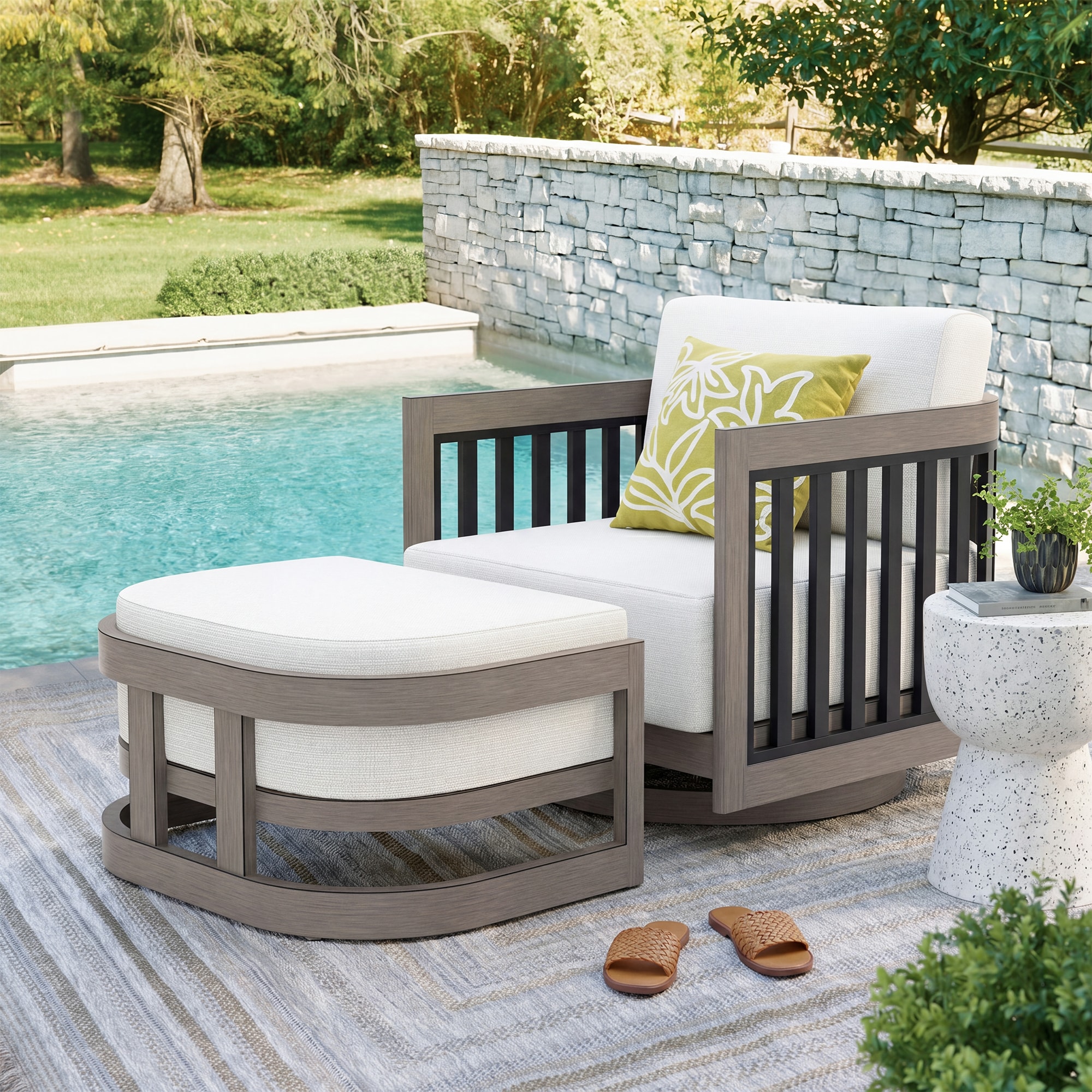 PEAK HOME FURNISHINGS Sereno 2 -Piece Patio Conversation Set with Beige Cushions