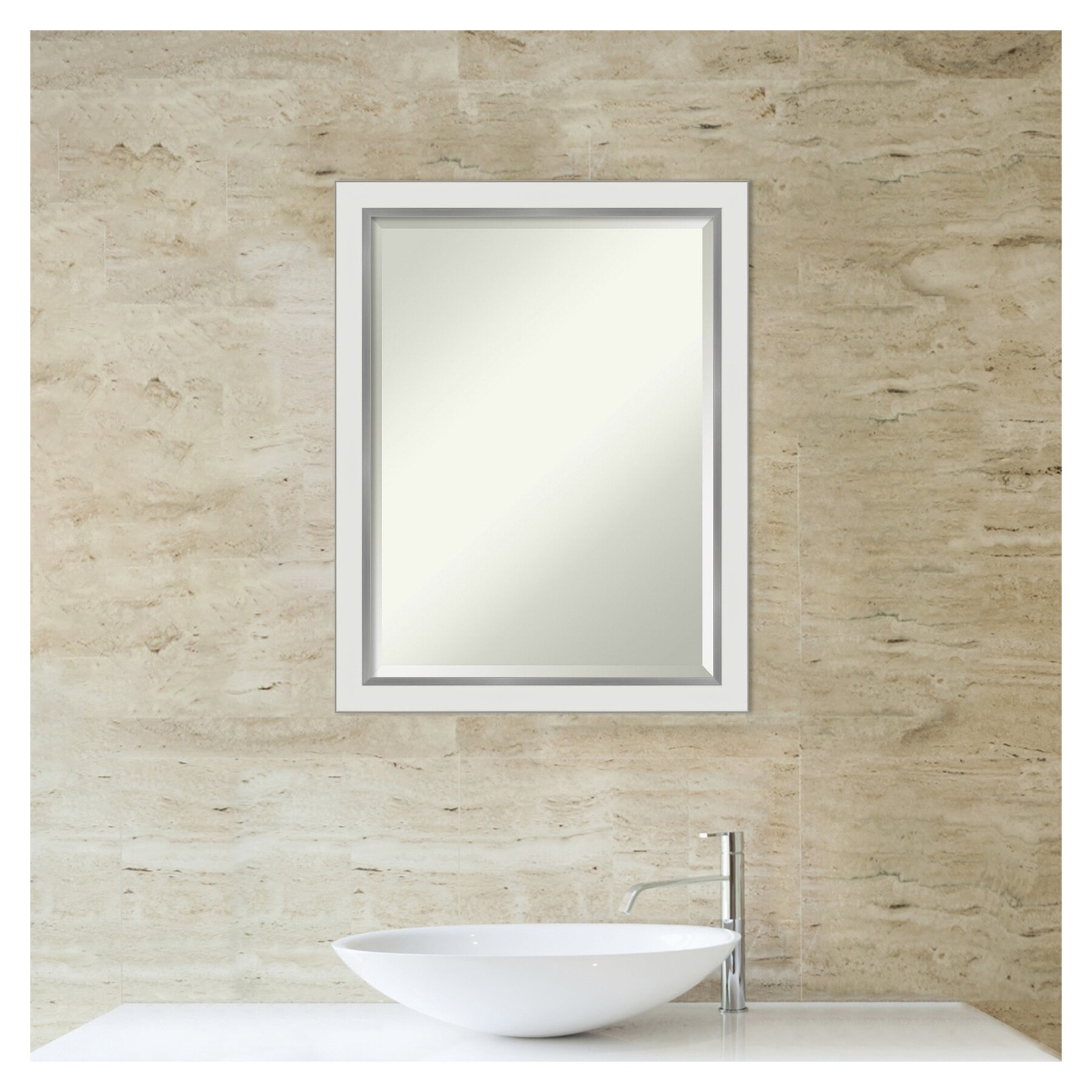 Amanti Art Eva 21-in x 27-in Rectangle Bathroom Vanity Mirror (Satin ...