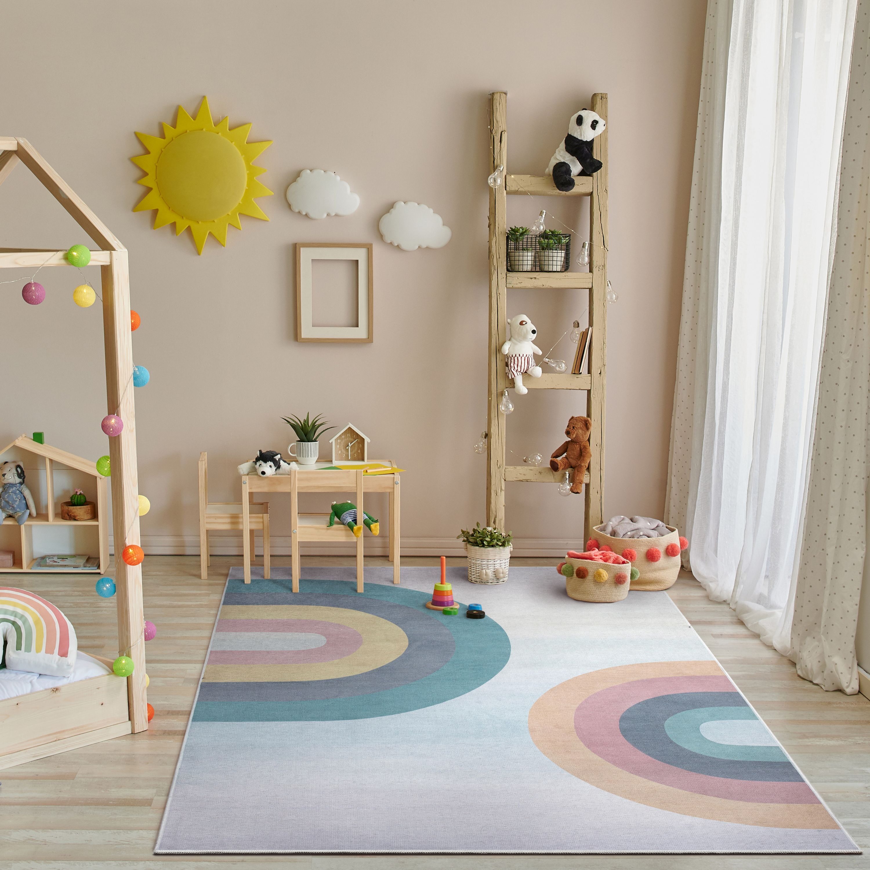 Well Woven W-KD-15A-4 3 x 5 (ft) Flatweave Polyester Multi Color Rectangular Indoor Mid-Century Modern Machine washable Area rug