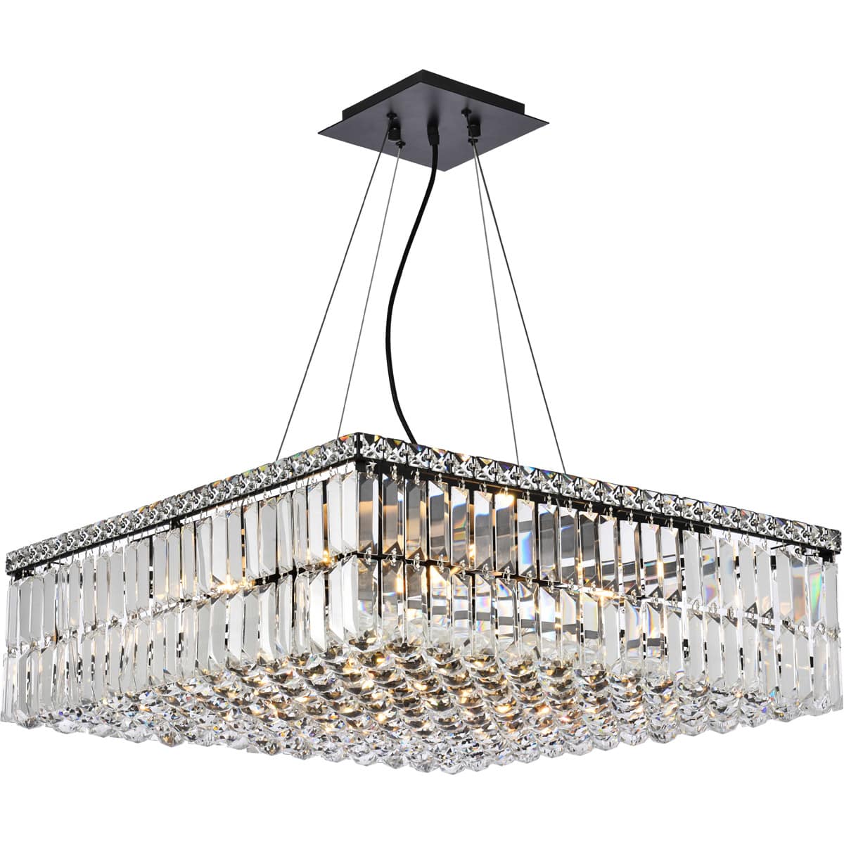 Elegant Lighting 1967138 V2032D24BK/RC Maxime Chandelier Black and Clear