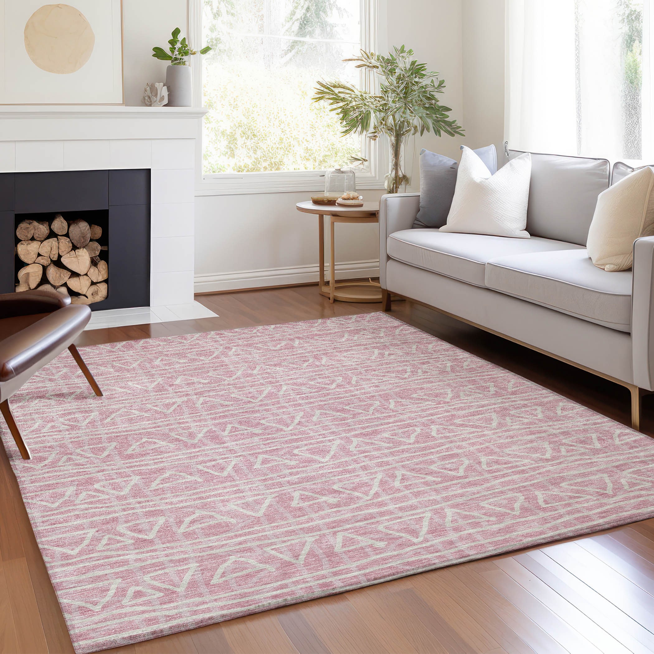 Addison Rugs ACN730PI8X10 Chantille ACN730PI 8 x 10 (ft) Polyester Pink Rectangular Indoor/Outdoor Geometric Machine washable Area rug