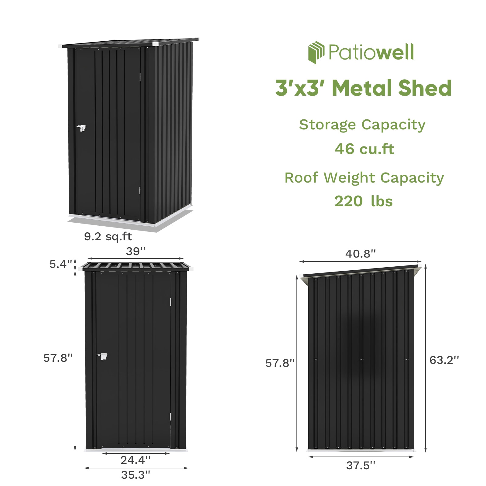 Patiowell WES-PS22-0110-BK Metal-Storage-Buildings-Sheds - View #7
