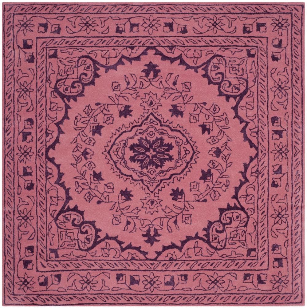 Safavieh GLM533E-6SQ Glamour Juno 6 x 6 (ft) Tufted Synthetic Pink Square Indoor Floral/Botanical Vintage Area rug