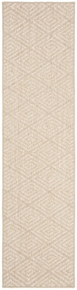 Beige Geometric Sisal Runner Rug, 2' x 8'