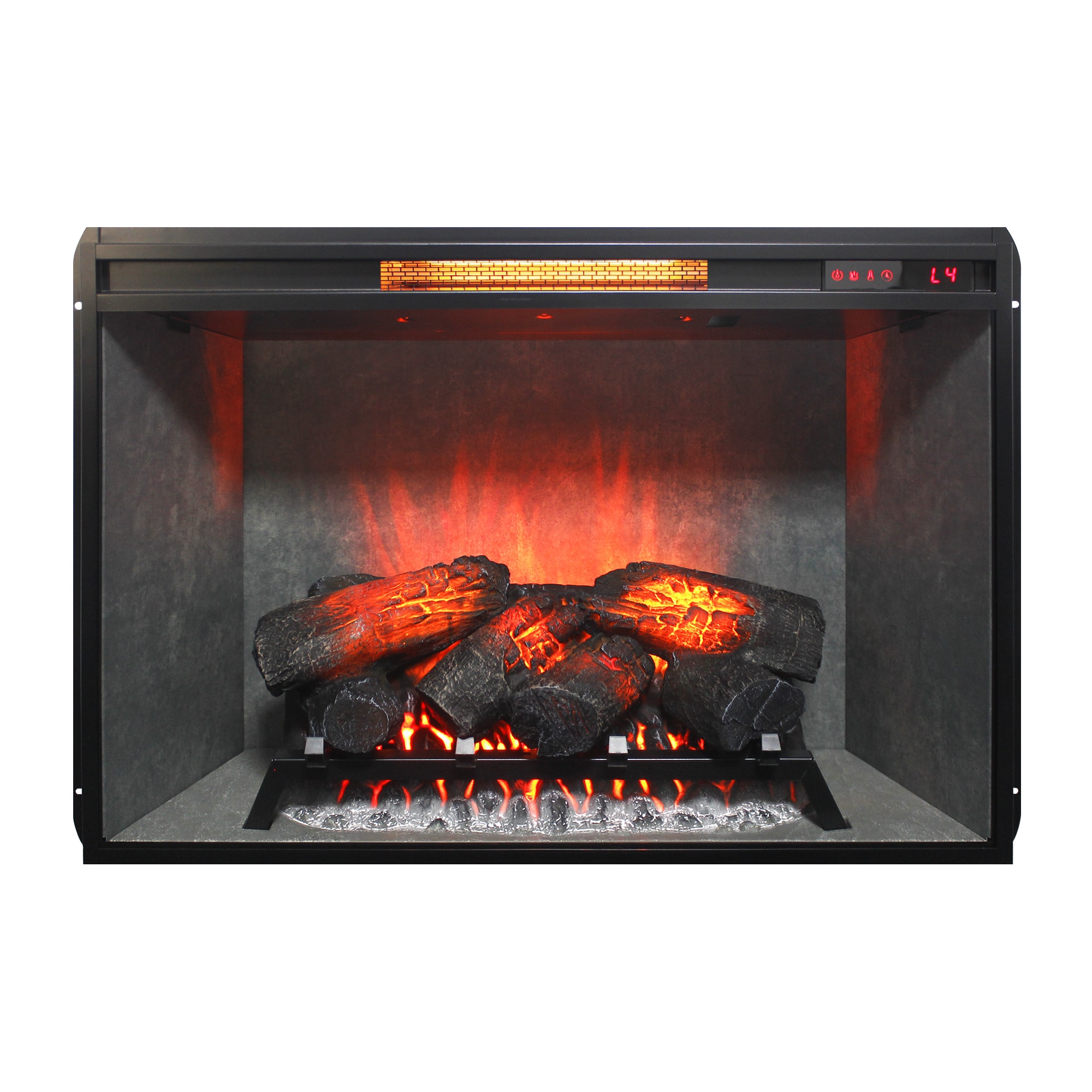 Bybafun 33.25-in W x 22.06-in H Antique Black Electric Fireplace Insert