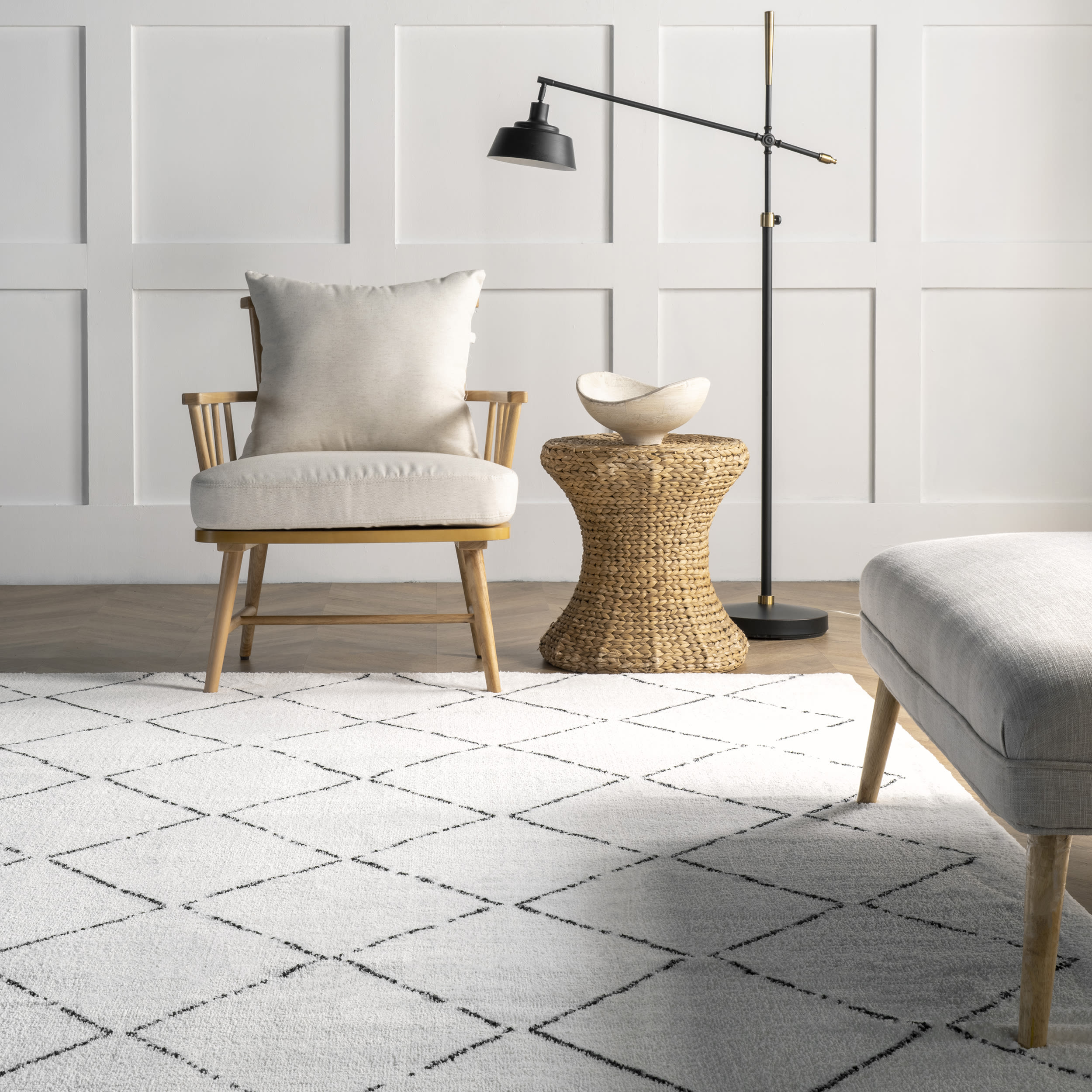 Corinth Modern Beige Handcrafted Shag Area Rug, 3' x 5'