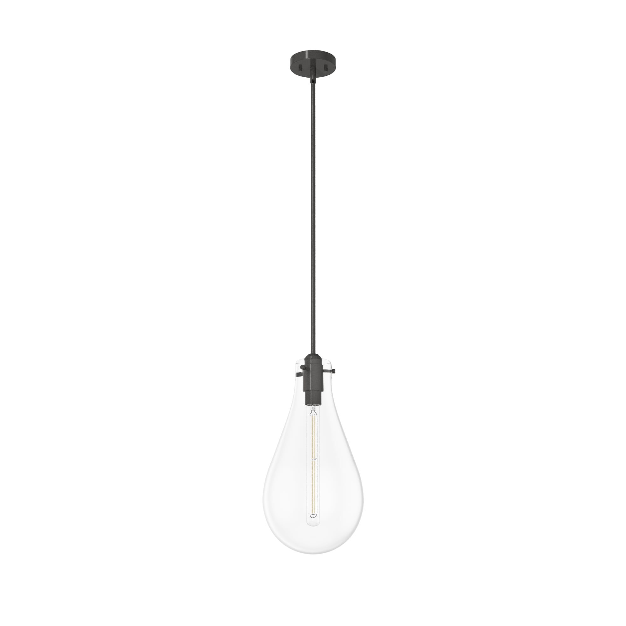 Hunter 19565 Lundin 1 -Light Noble Bronze Modern/contemporary Clear glass Teardrop Medium Hanging Pendant light