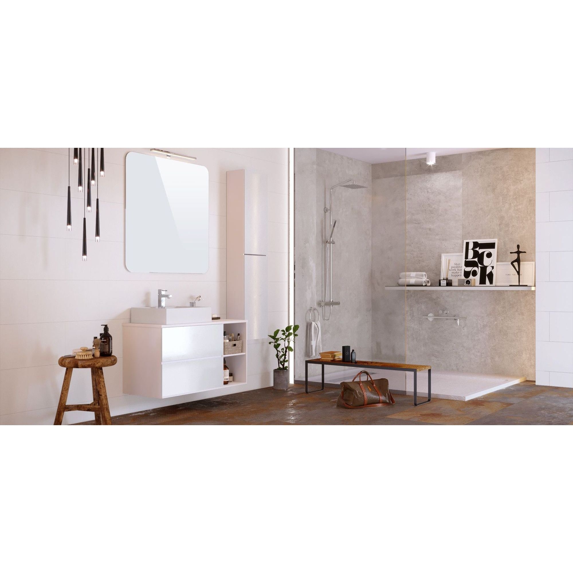 Transolid TWK604896-KI34T Titan 60-in W x 48-in D x 96-in H Caesar Grey/Textured 4.0 -Piece Glue Up Alcove Shower panel kit