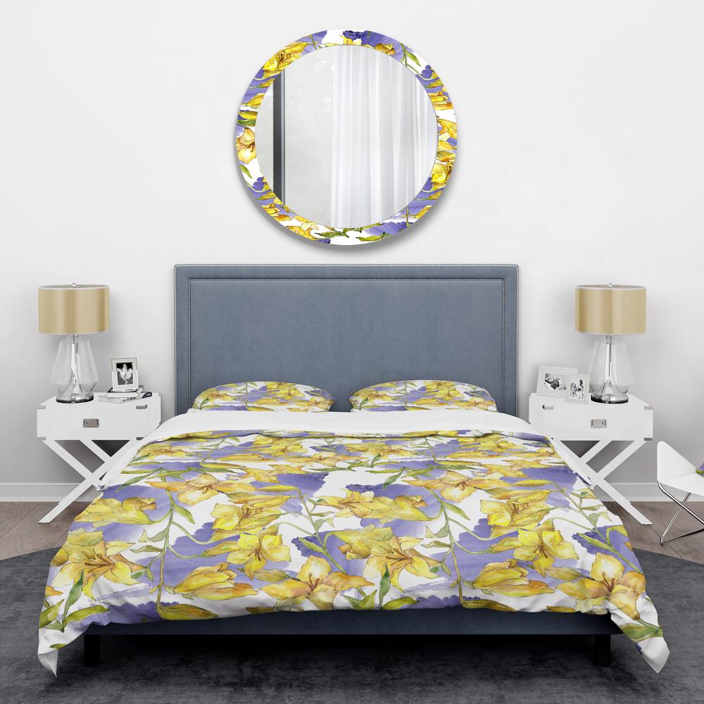 Designart BED24281-T 3-Piece Purple Twin Duvet Cover Set