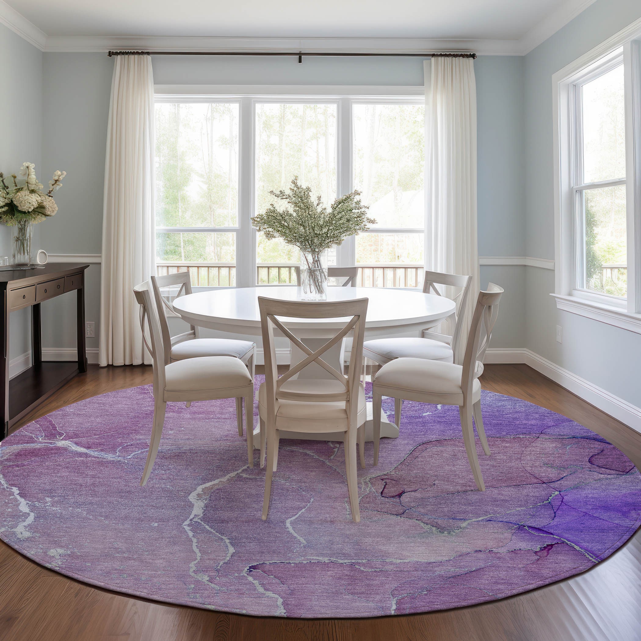 Addison Rugs ACN511PP8RO Chantille ACN511PP 8 x 8 (ft) Polyester Purple Round Indoor/Outdoor Abstract Machine washable Area rug