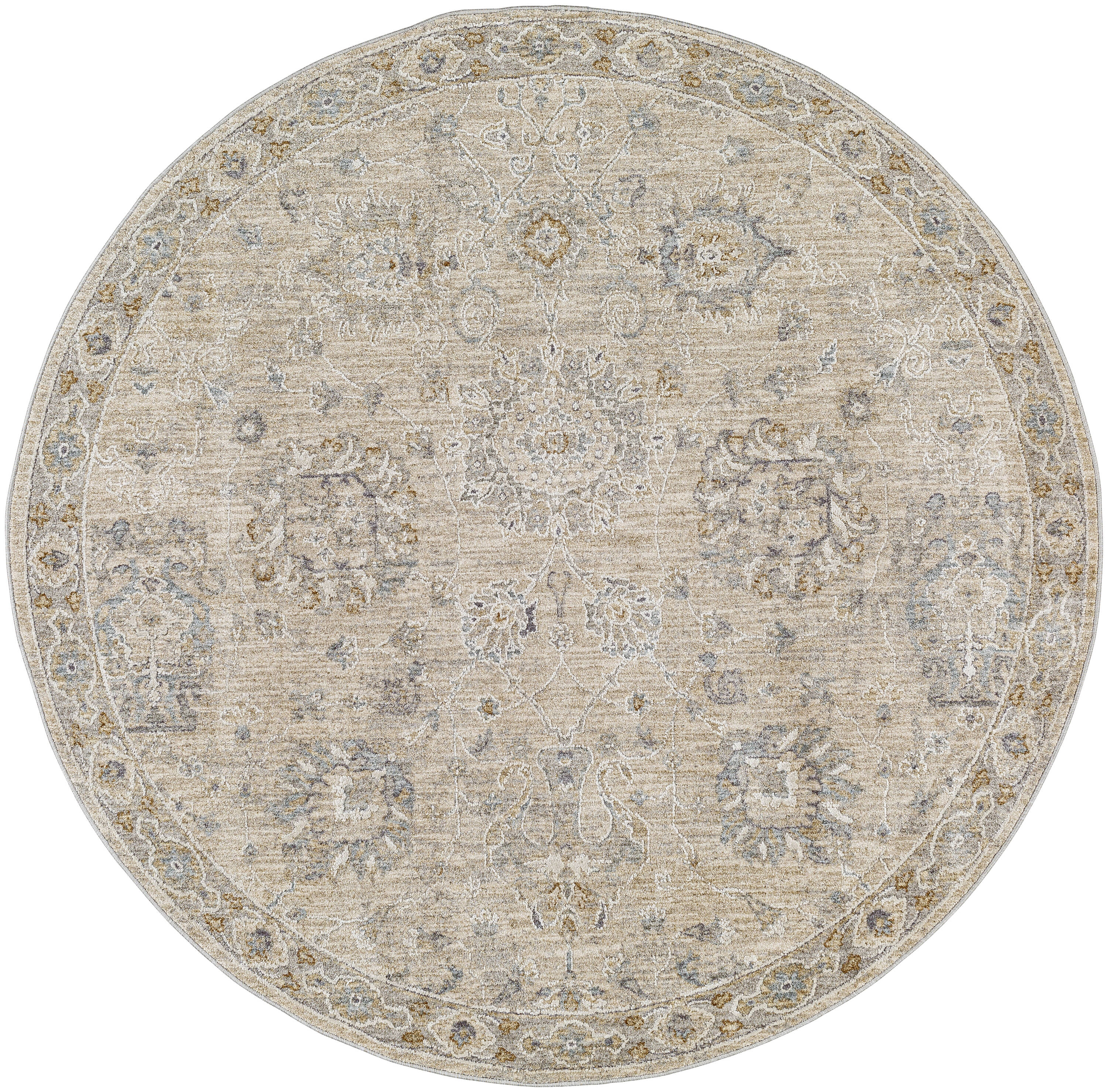 Livabliss AVT2307-53RD Avant Garde 5 x 5 (ft) Polyester Taupe Round Indoor Medallion Oriental Area rug