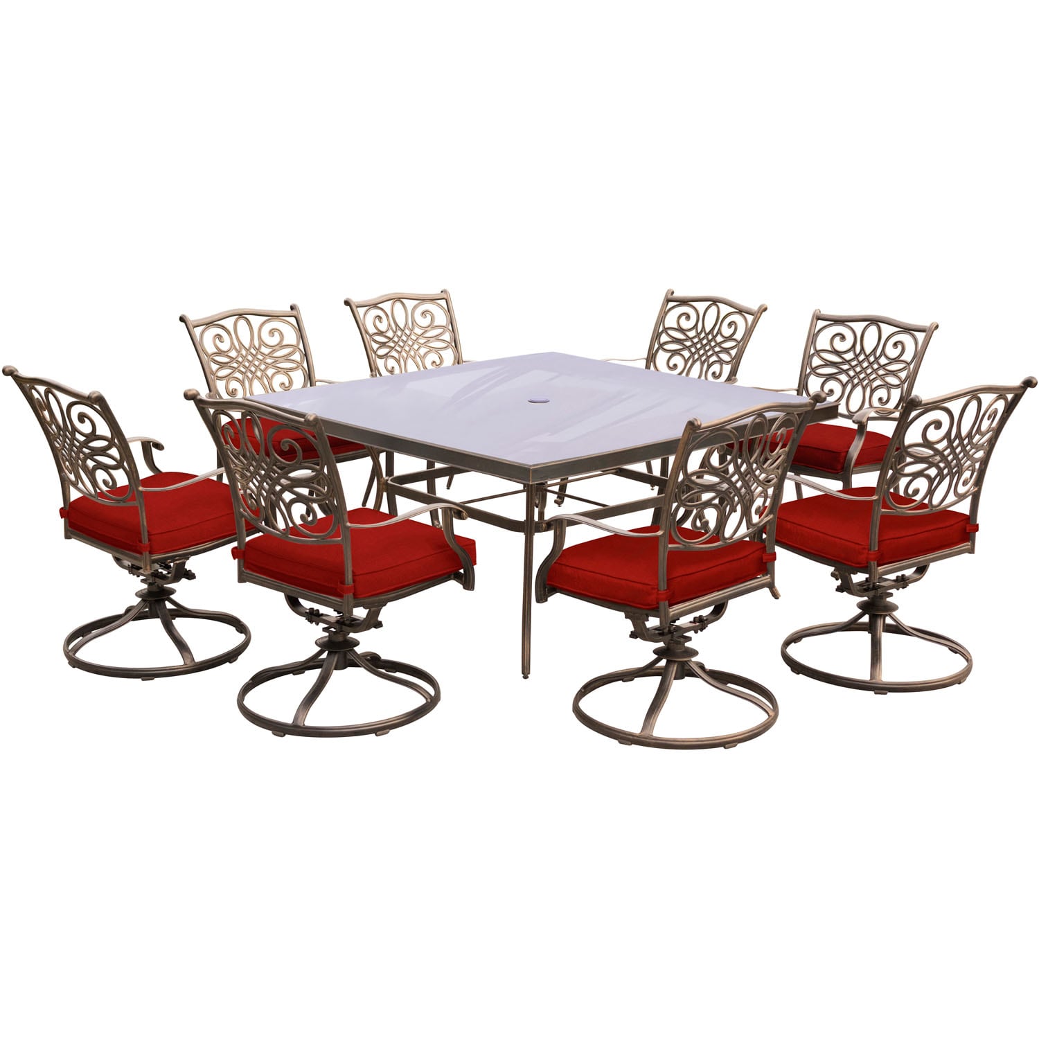 Hanover TRADDN9PCSWSQG-RED Patio-Dining-Sets - View #2